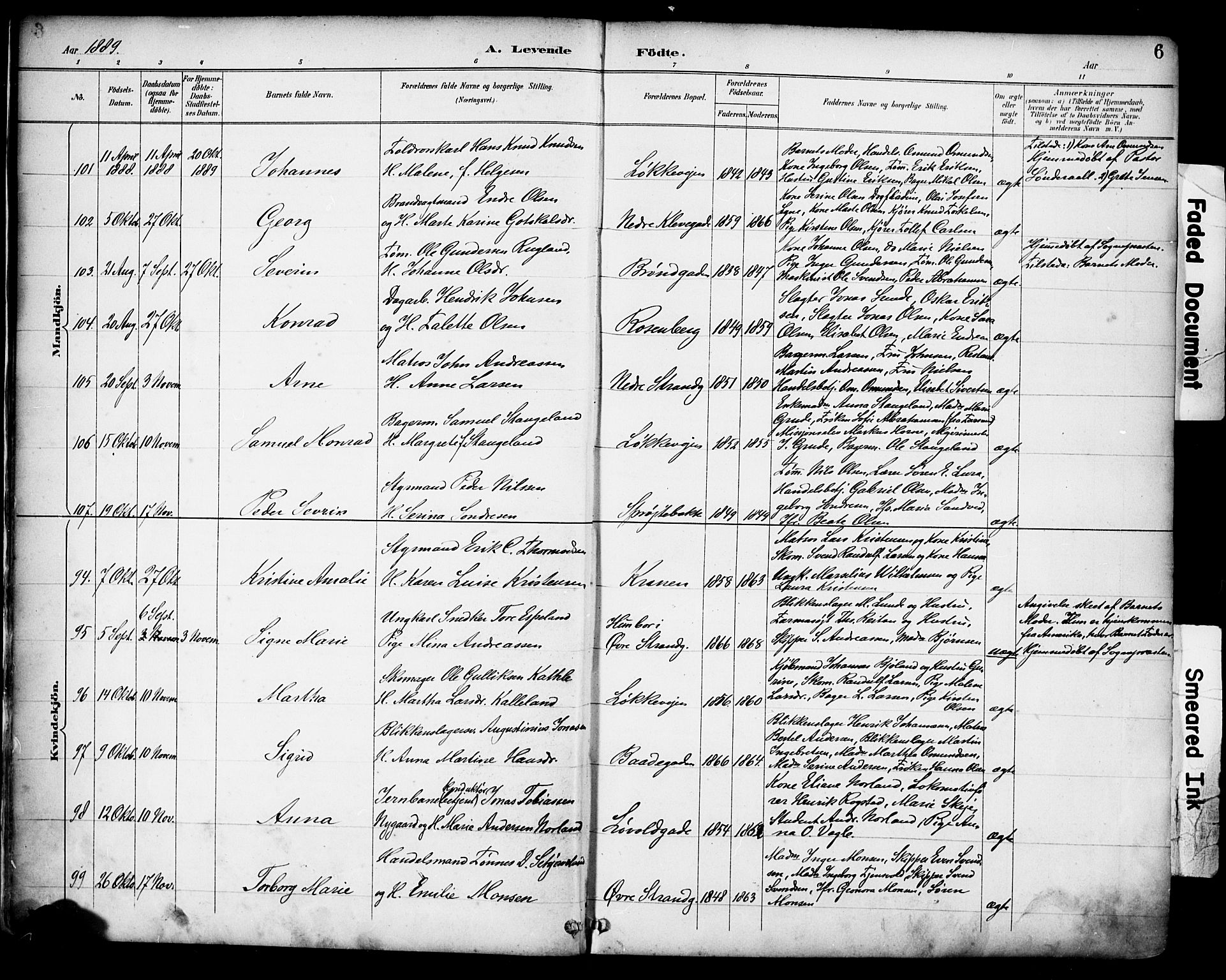 Domkirken sokneprestkontor, AV/SAST-A-101812/001/30/30BA/L0030: Parish register (official) no. A 29, 1889-1902, p. 6