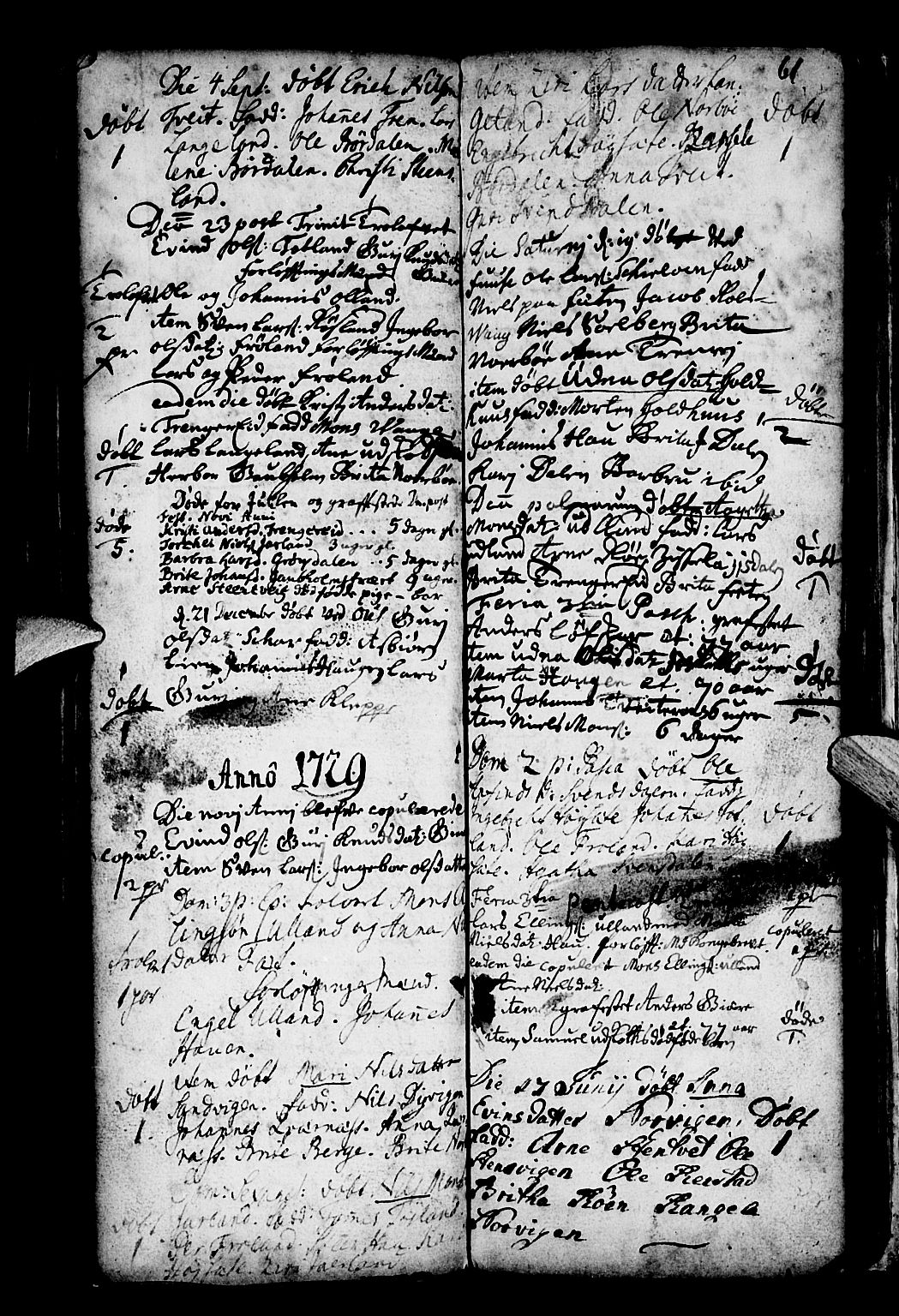 Os sokneprestembete, SAB/A-99929: Parish register (official) no. A 4, 1669-1760, p. 61