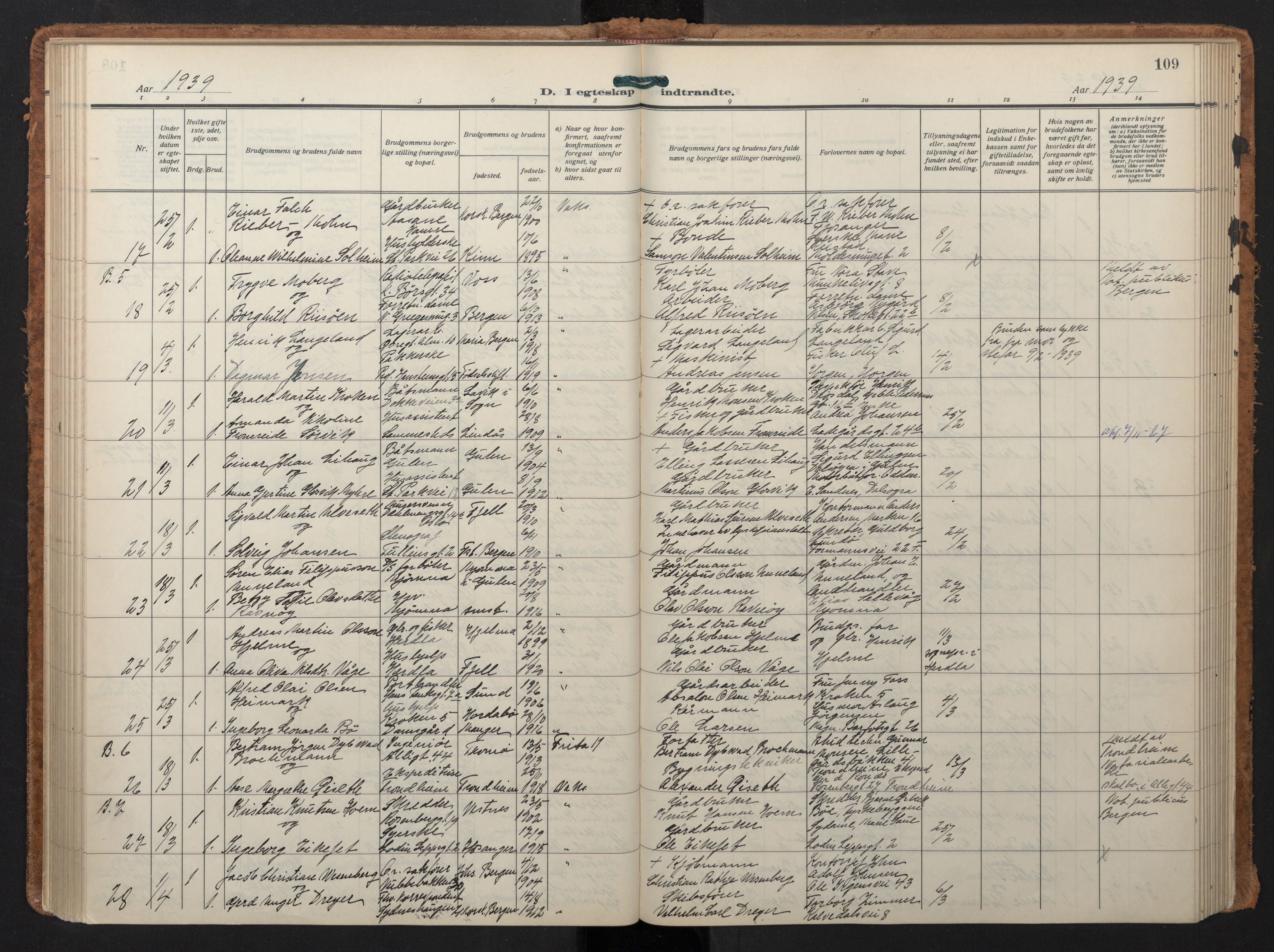 Johanneskirken sokneprestembete, AV/SAB-A-76001/H/Hab: Parish register (copy) no. C 3, 1929-1949, p. 108b-109a