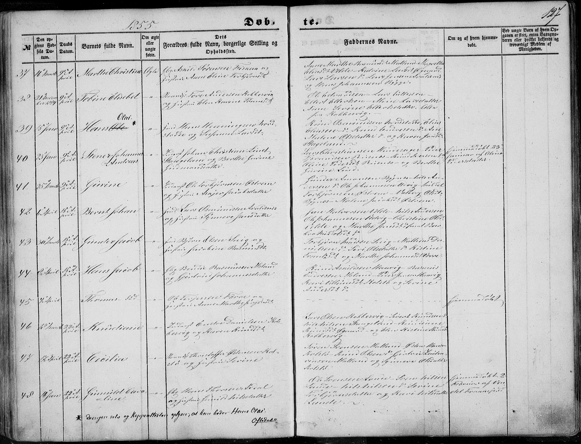 Avaldsnes sokneprestkontor, SAST/A -101851/H/Ha/Haa/L0008: Parish register (official) no. A 8, 1847-1857, p. 127