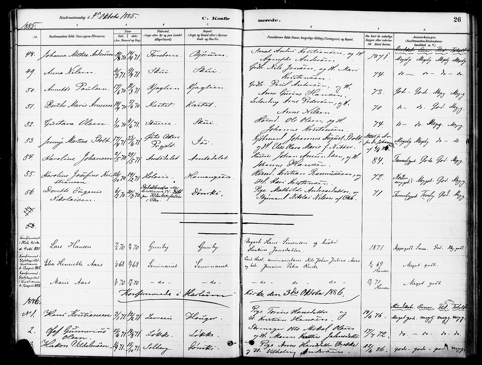 Asker prestekontor Kirkebøker, SAO/A-10256a/F/Fb/L0002: Parish register (official) no. II 2, 1879-1921, p. 26