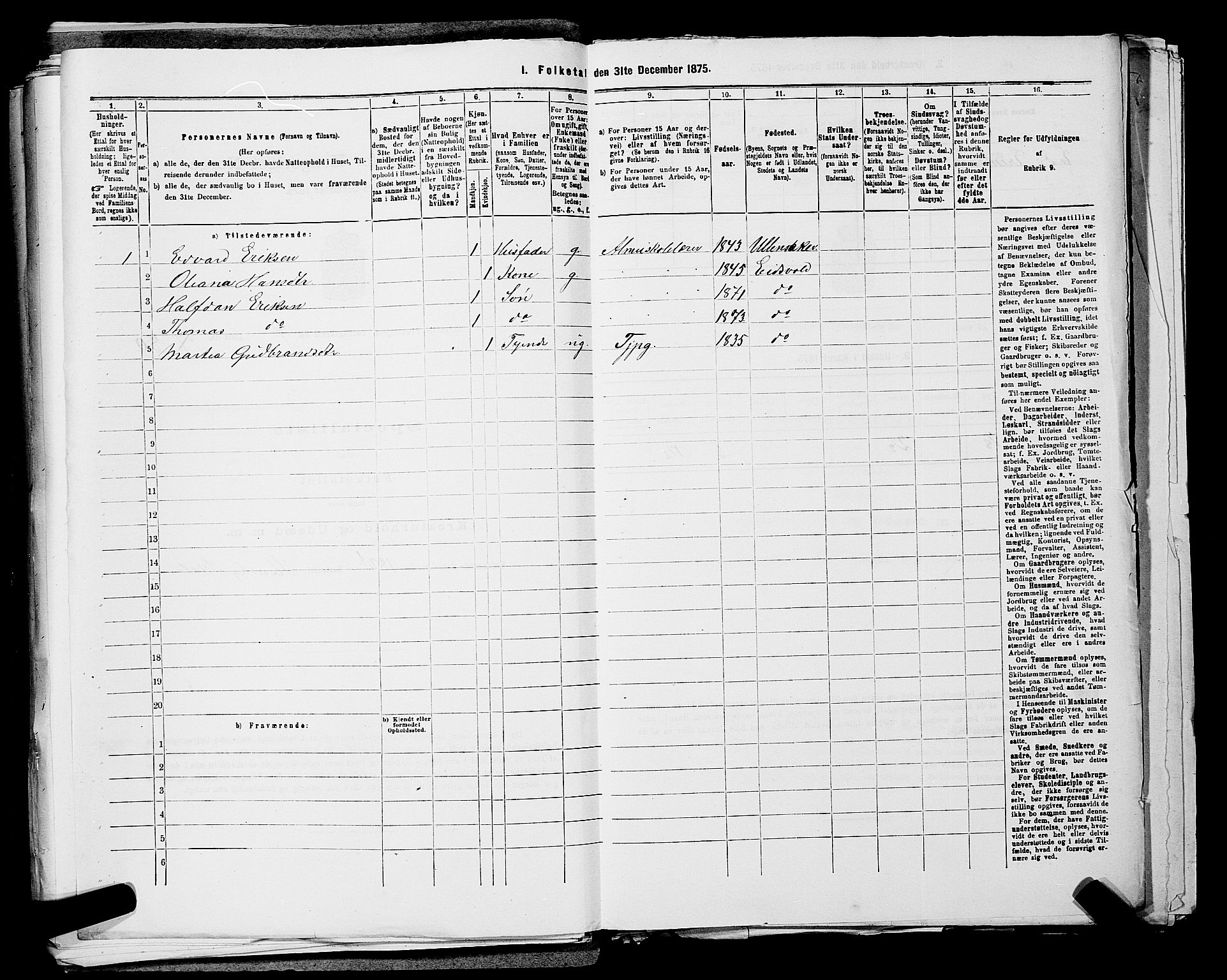 RA, 1875 census for 0237P Eidsvoll, 1875, p. 1065