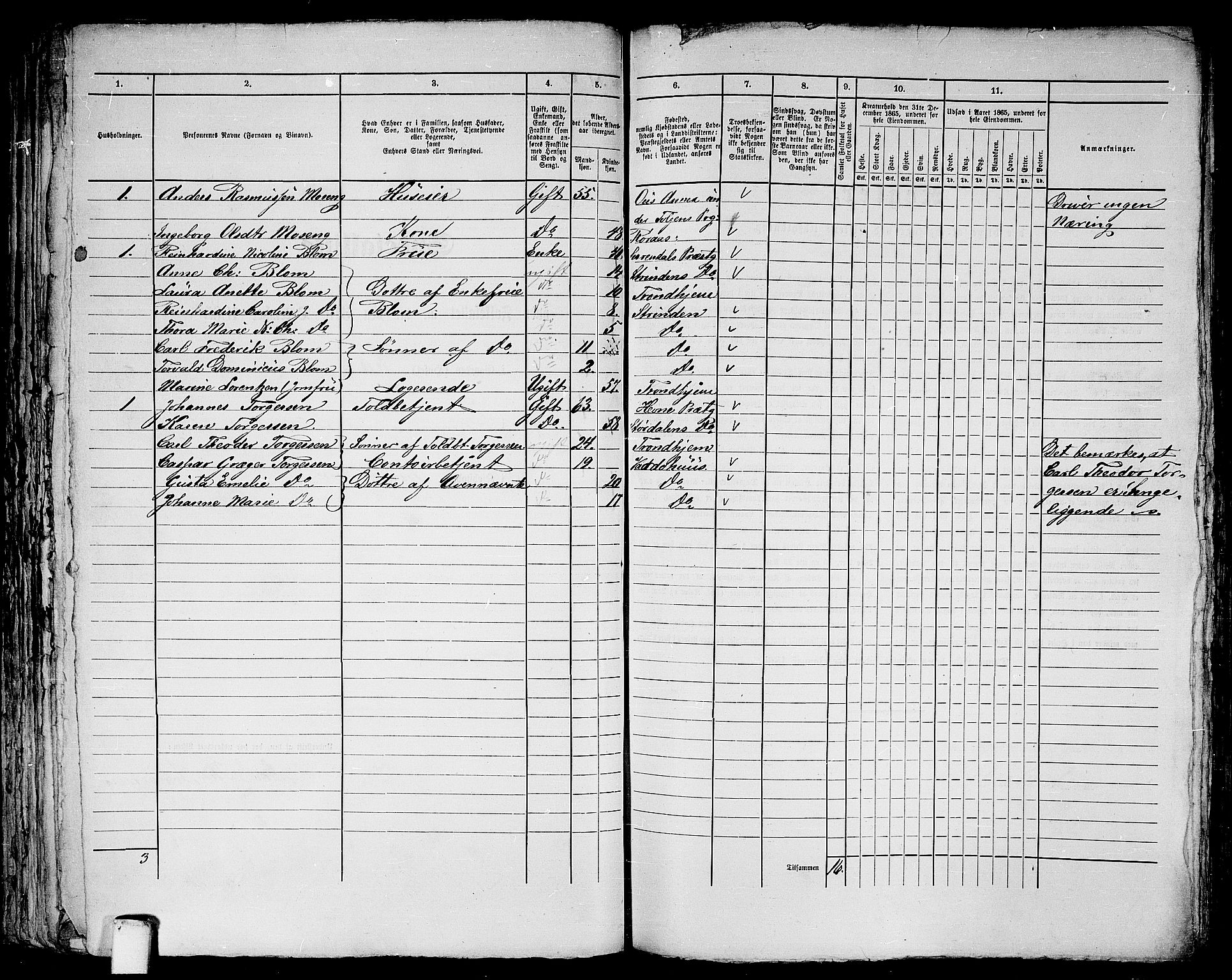 RA, 1865 census for Trondheim, 1865, p. 658