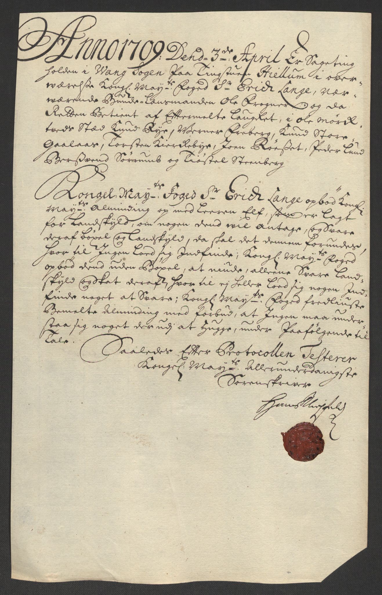Rentekammeret inntil 1814, Reviderte regnskaper, Fogderegnskap, RA/EA-4092/R16/L1045: Fogderegnskap Hedmark, 1709, p. 293