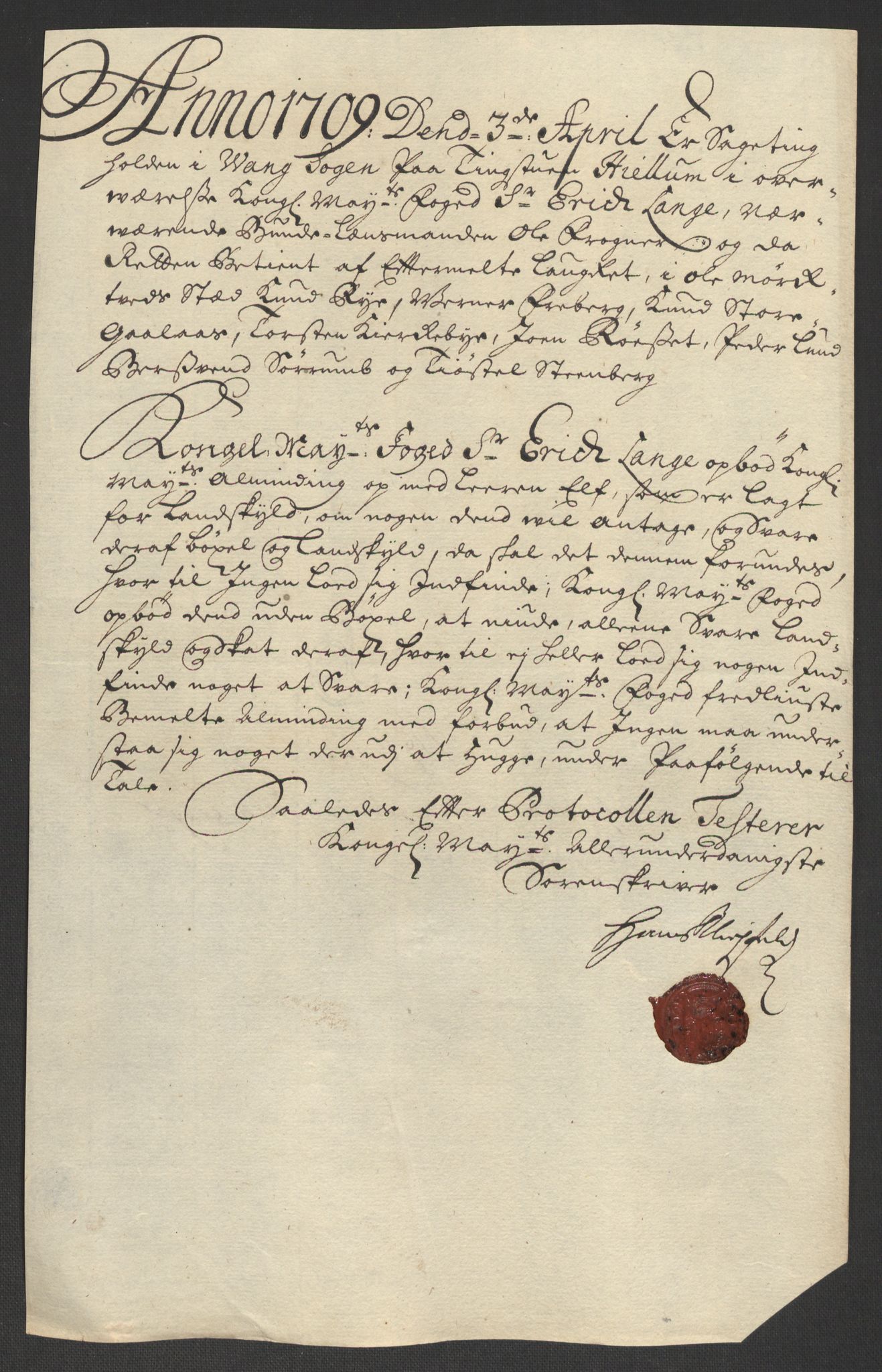 Rentekammeret inntil 1814, Reviderte regnskaper, Fogderegnskap, AV/RA-EA-4092/R16/L1045: Fogderegnskap Hedmark, 1709, p. 293