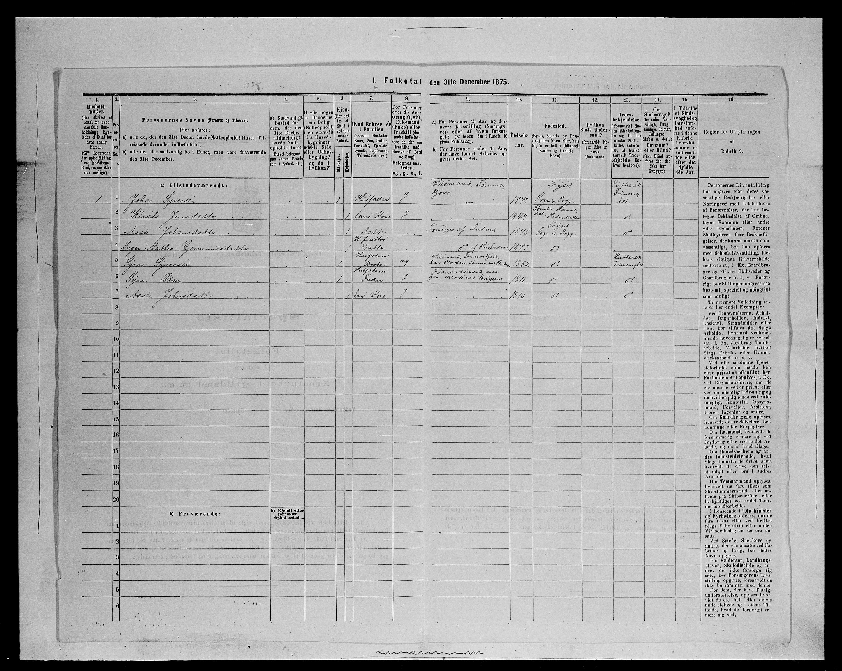 SAH, 1875 census for 0428P Trysil, 1875, p. 1324