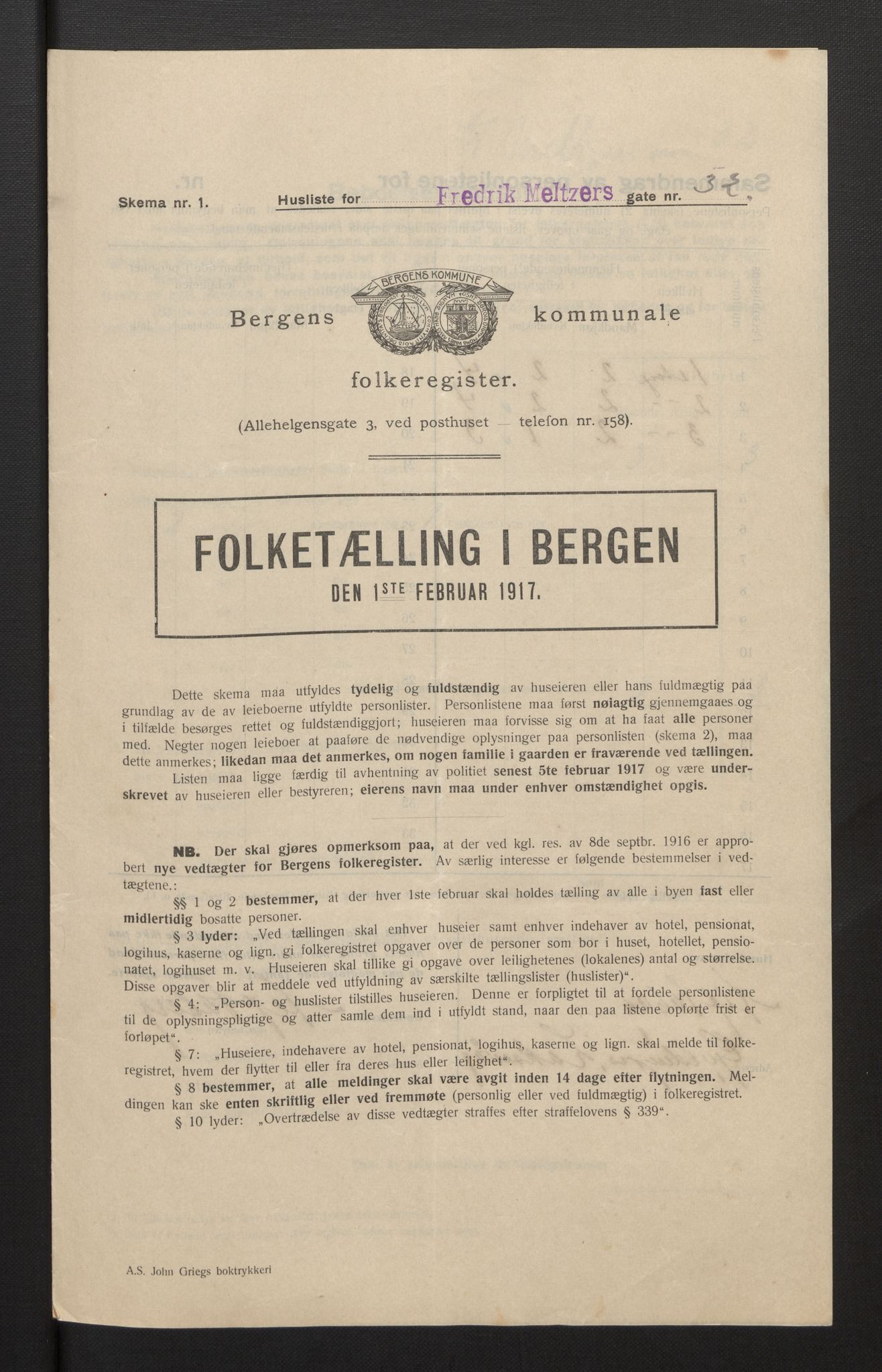 SAB, Municipal Census 1917 for Bergen, 1917, p. 9123