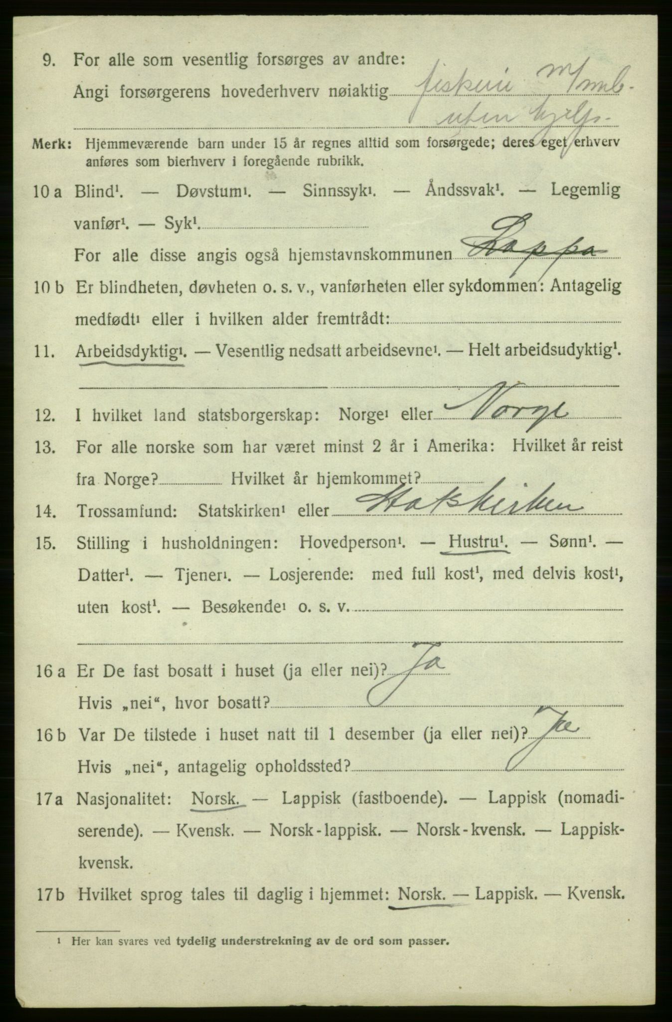 SATØ, 1920 census for Loppa, 1920, p. 669