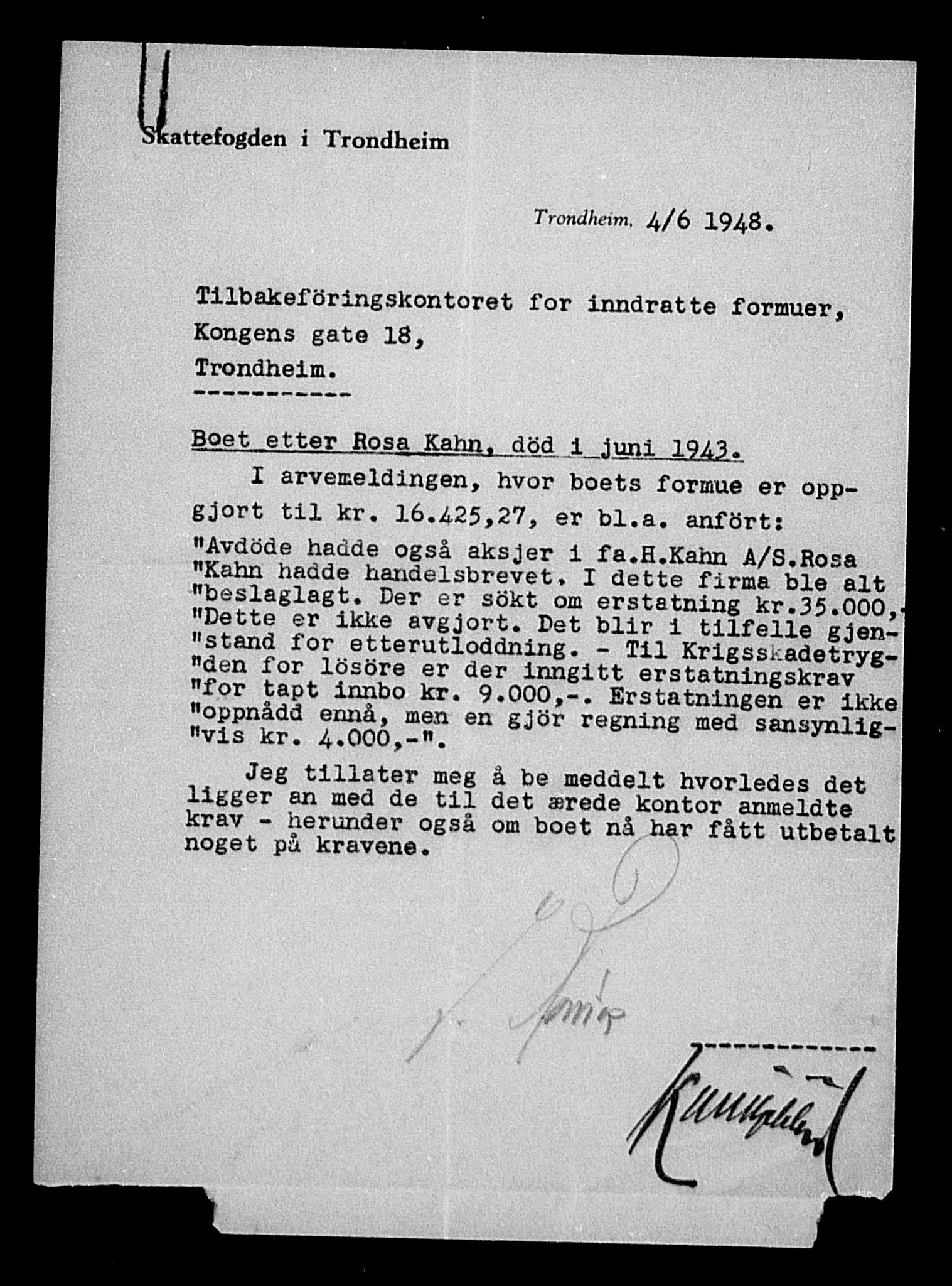 Justisdepartementet, Tilbakeføringskontoret for inndratte formuer, AV/RA-S-1564/H/Hc/Hca/L0900: --, 1945-1947, p. 223