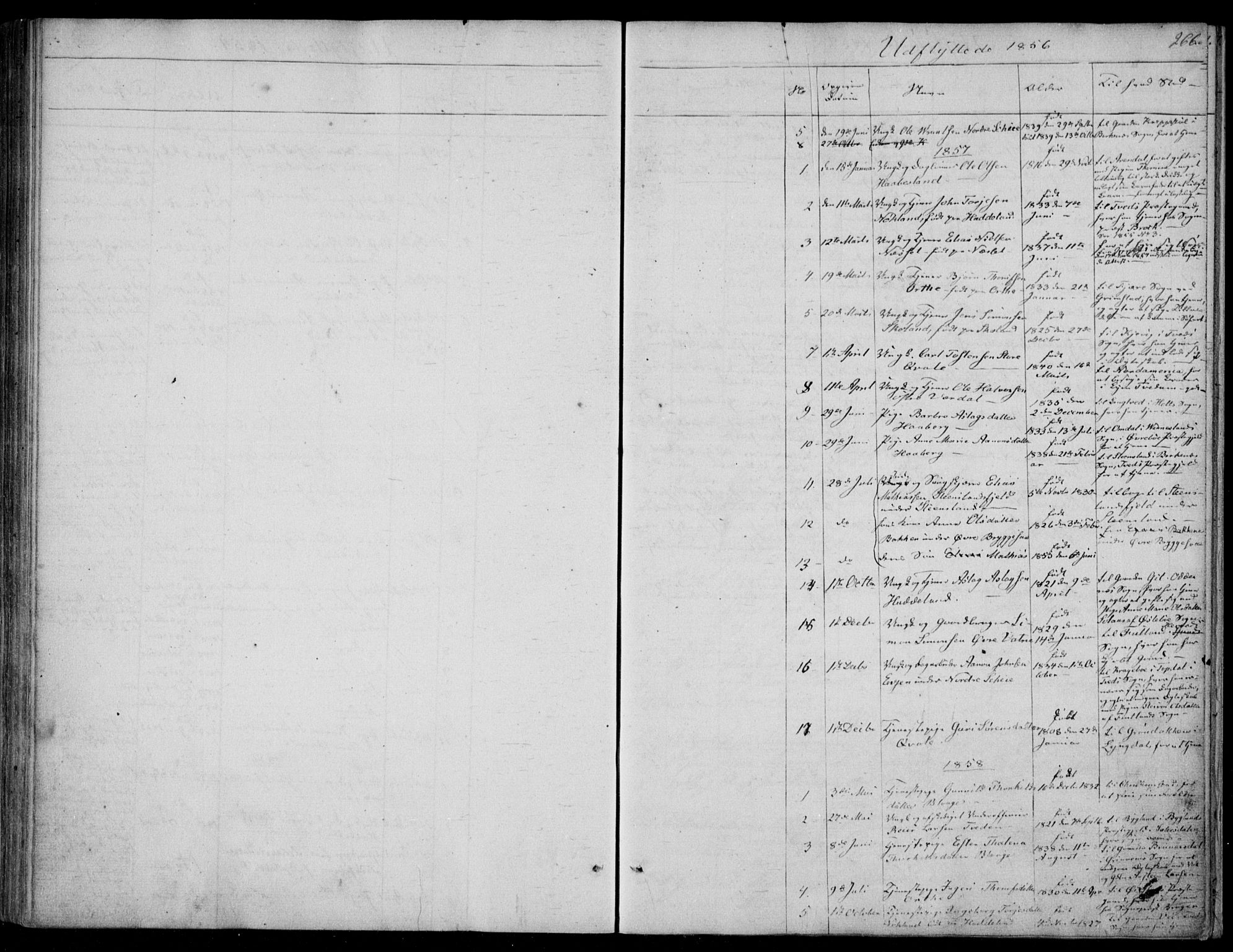 Hægebostad sokneprestkontor, AV/SAK-1111-0024/F/Fa/Fab/L0002: Parish register (official) no. A 2, 1836-1872, p. 266