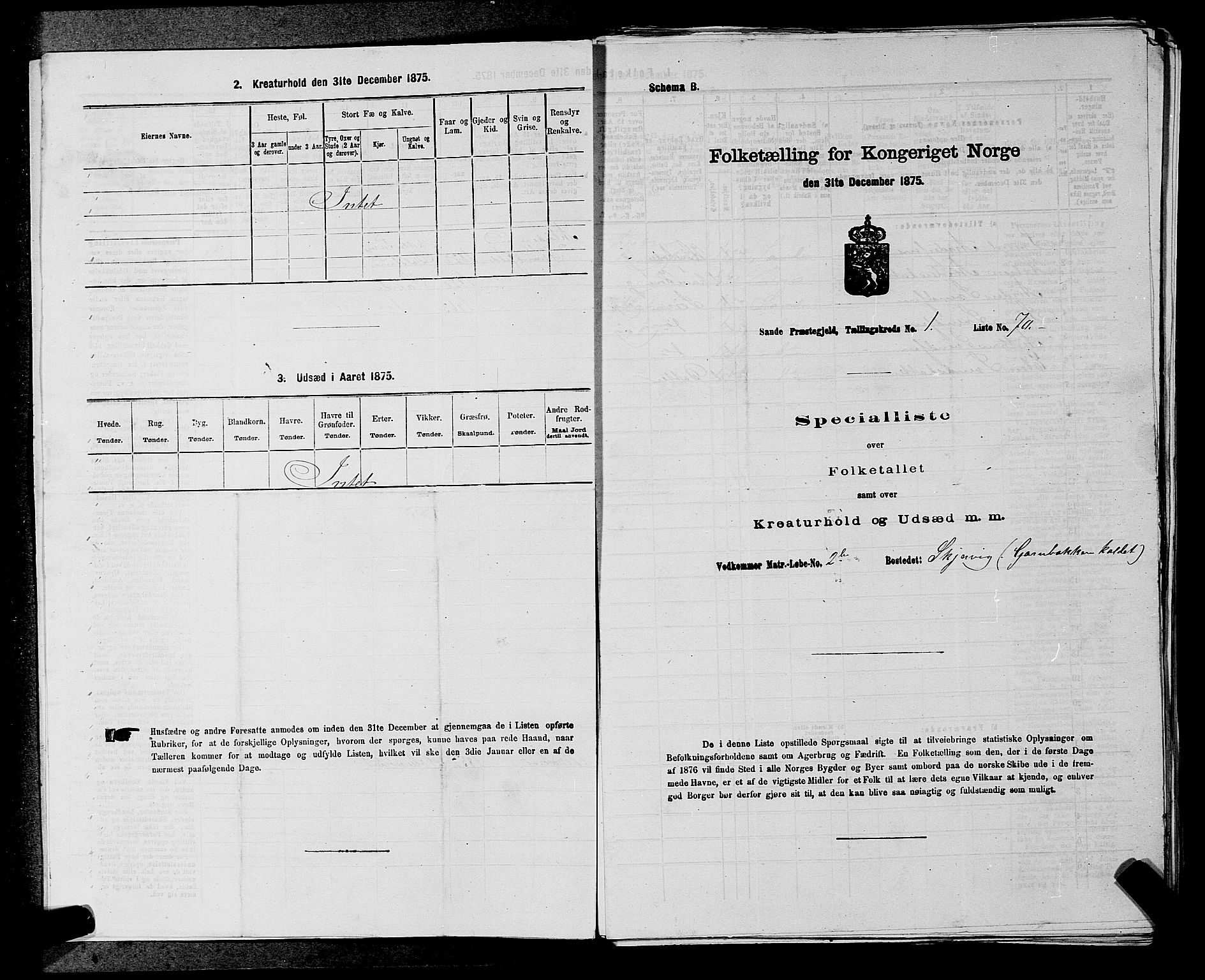 SAKO, 1875 census for 0713P Sande, 1875, p. 52
