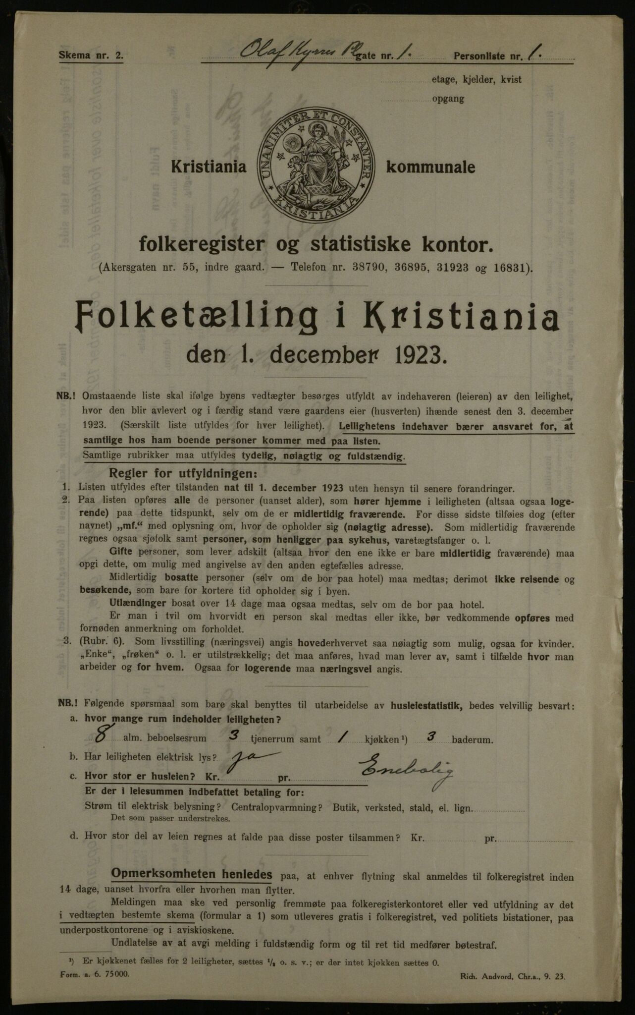 OBA, Municipal Census 1923 for Kristiania, 1923, p. 82809