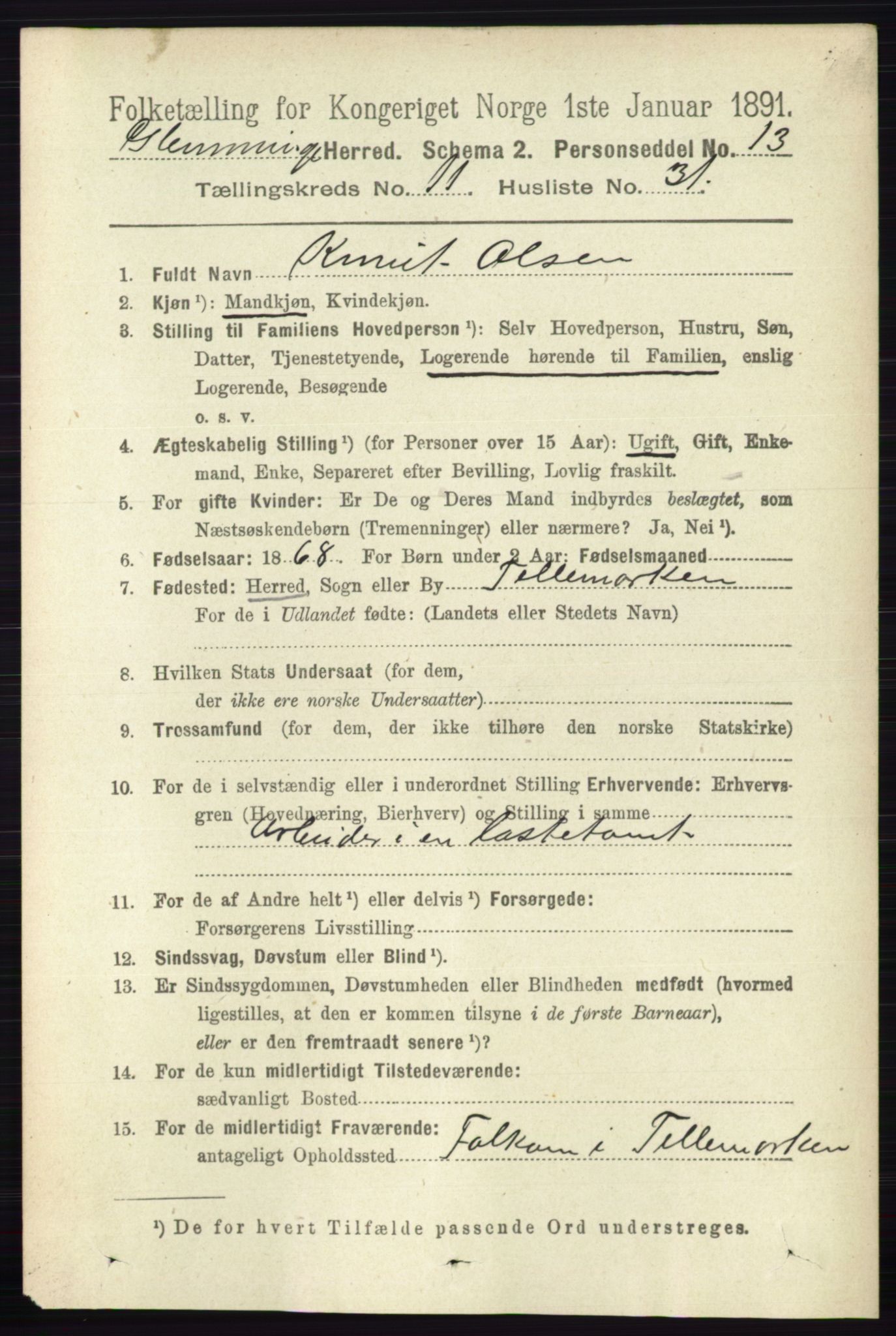 RA, 1891 census for 0132 Glemmen, 1891, p. 10775