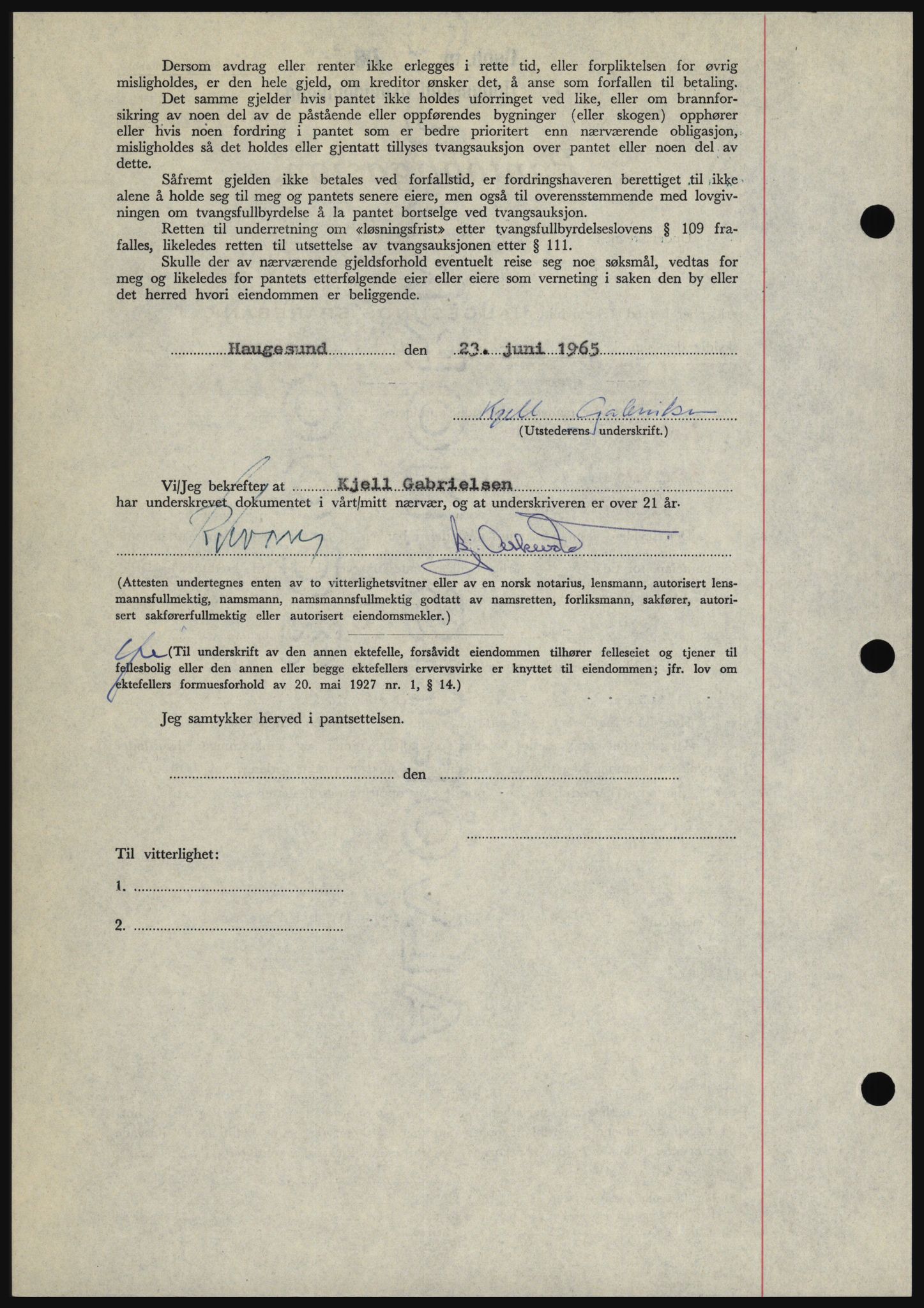 Haugesund tingrett, SAST/A-101415/01/II/IIC/L0053: Mortgage book no. B 53, 1965-1965, Diary no: : 1567/1965