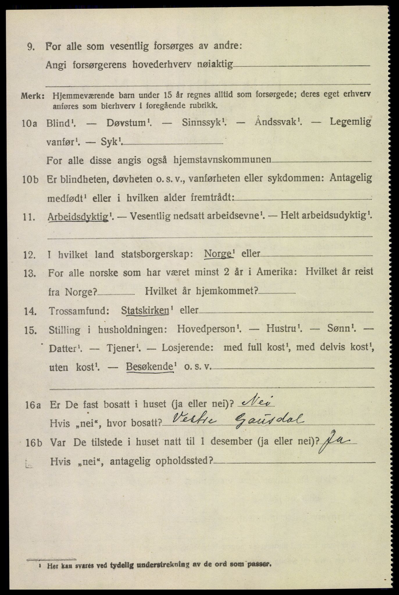 SAH, 1920 census for Fåberg, 1920, p. 10263