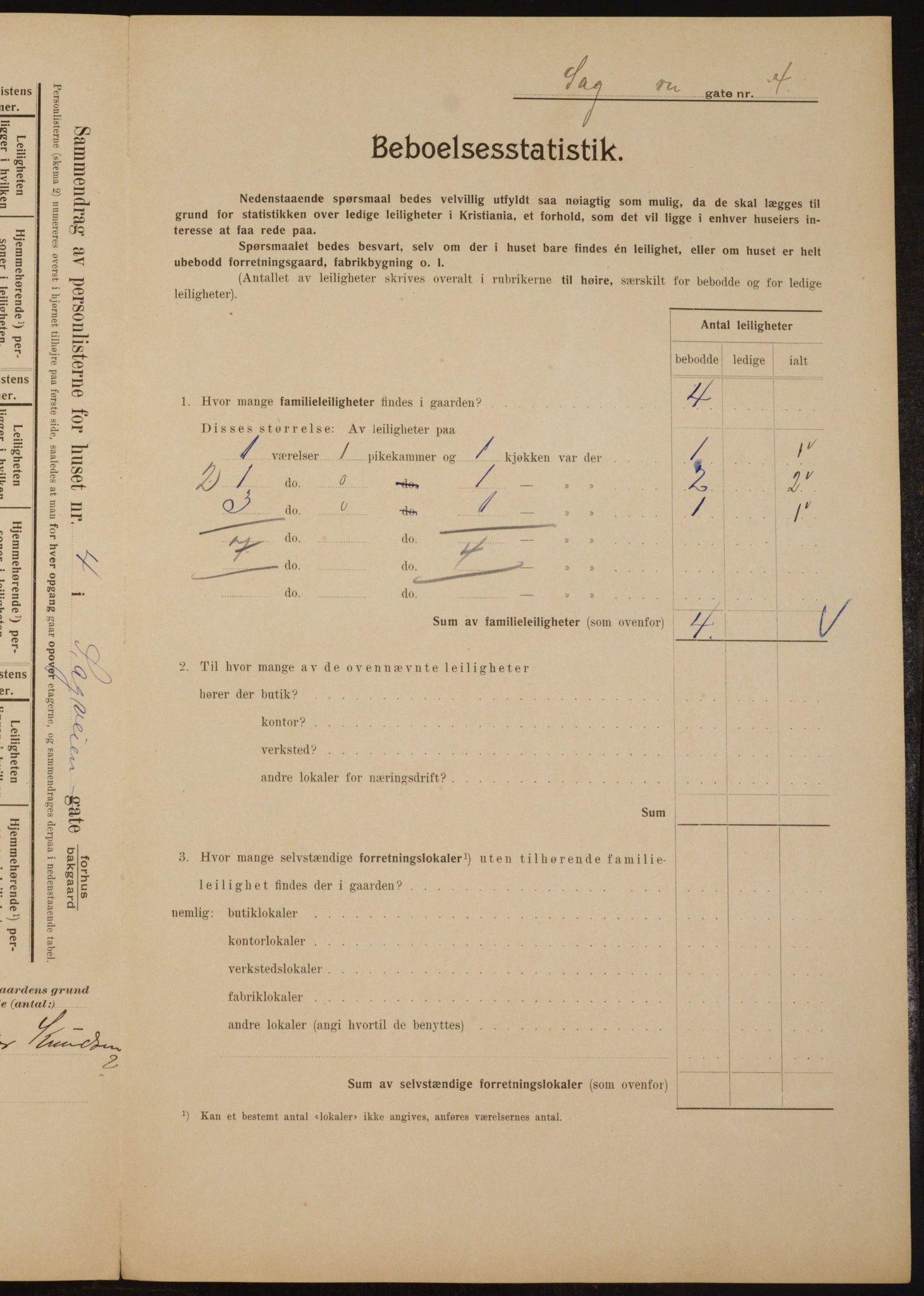 OBA, Municipal Census 1910 for Kristiania, 1910, p. 82715