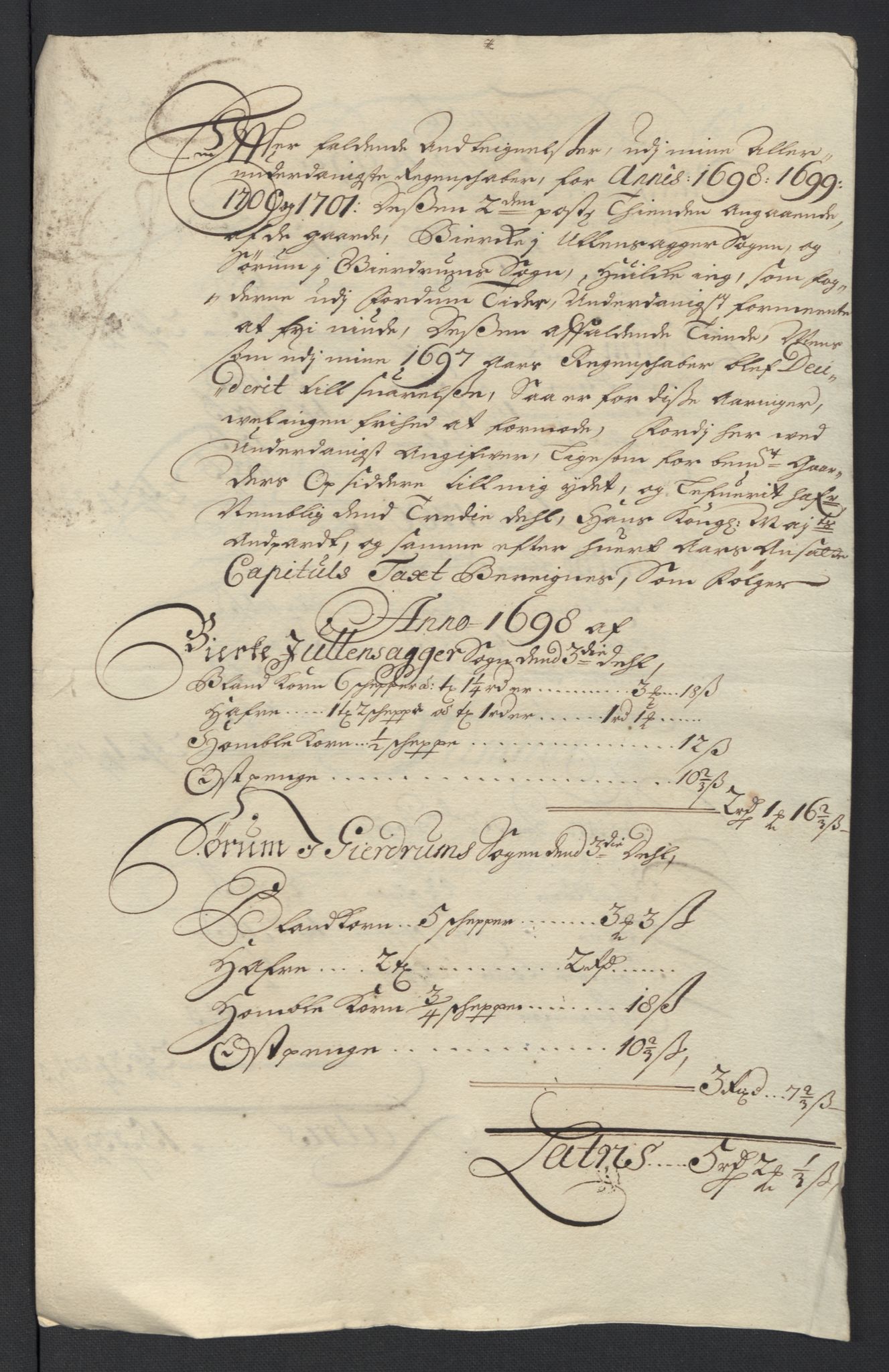 Rentekammeret inntil 1814, Reviderte regnskaper, Fogderegnskap, AV/RA-EA-4092/R12/L0715: Fogderegnskap Øvre Romerike, 1698-1701, p. 4