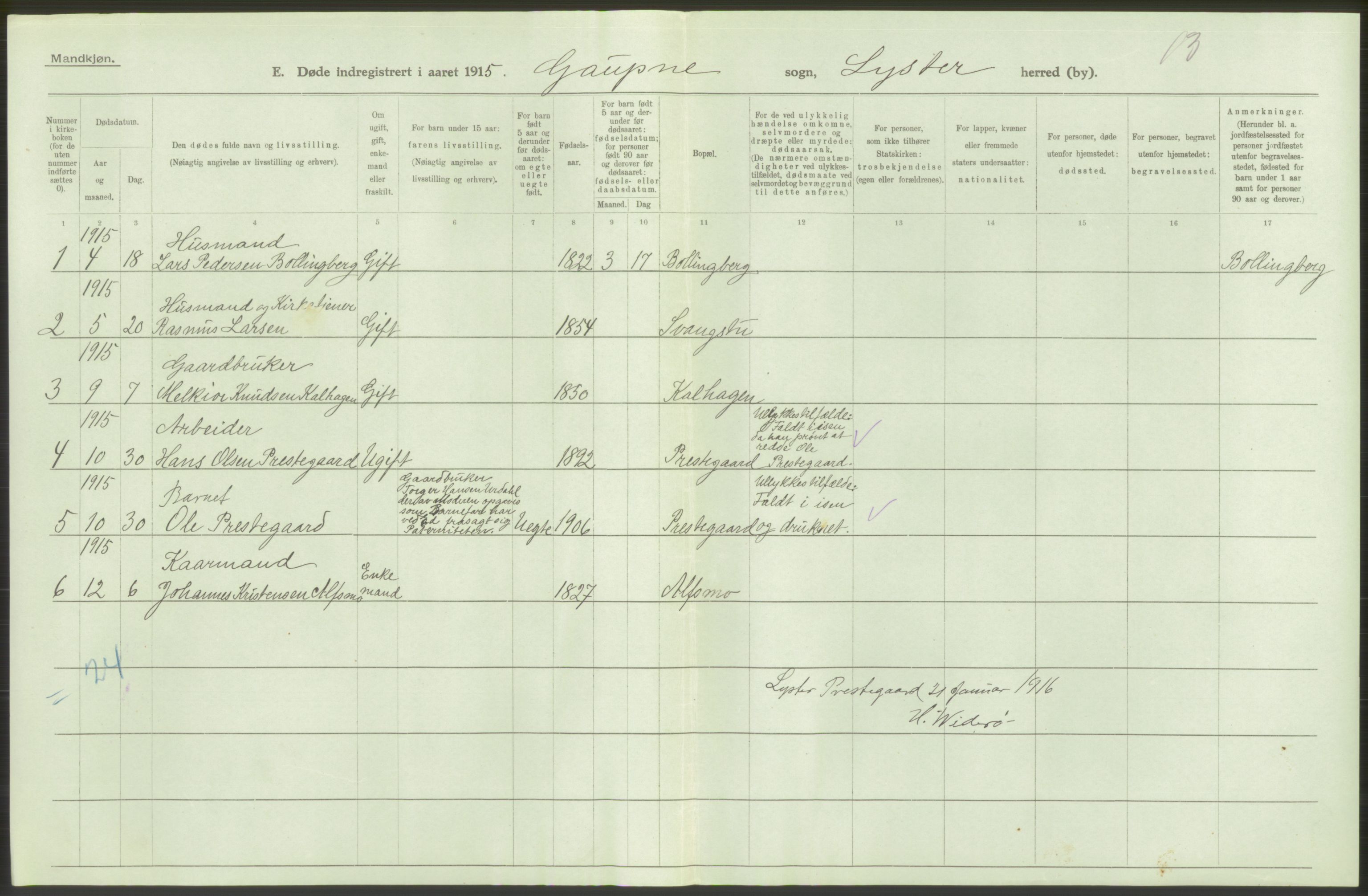 Statistisk sentralbyrå, Sosiodemografiske emner, Befolkning, AV/RA-S-2228/D/Df/Dfb/Dfbe/L0036: N. Bergenhus amt: Døde, dødfødte. Bygder., 1915, p. 104