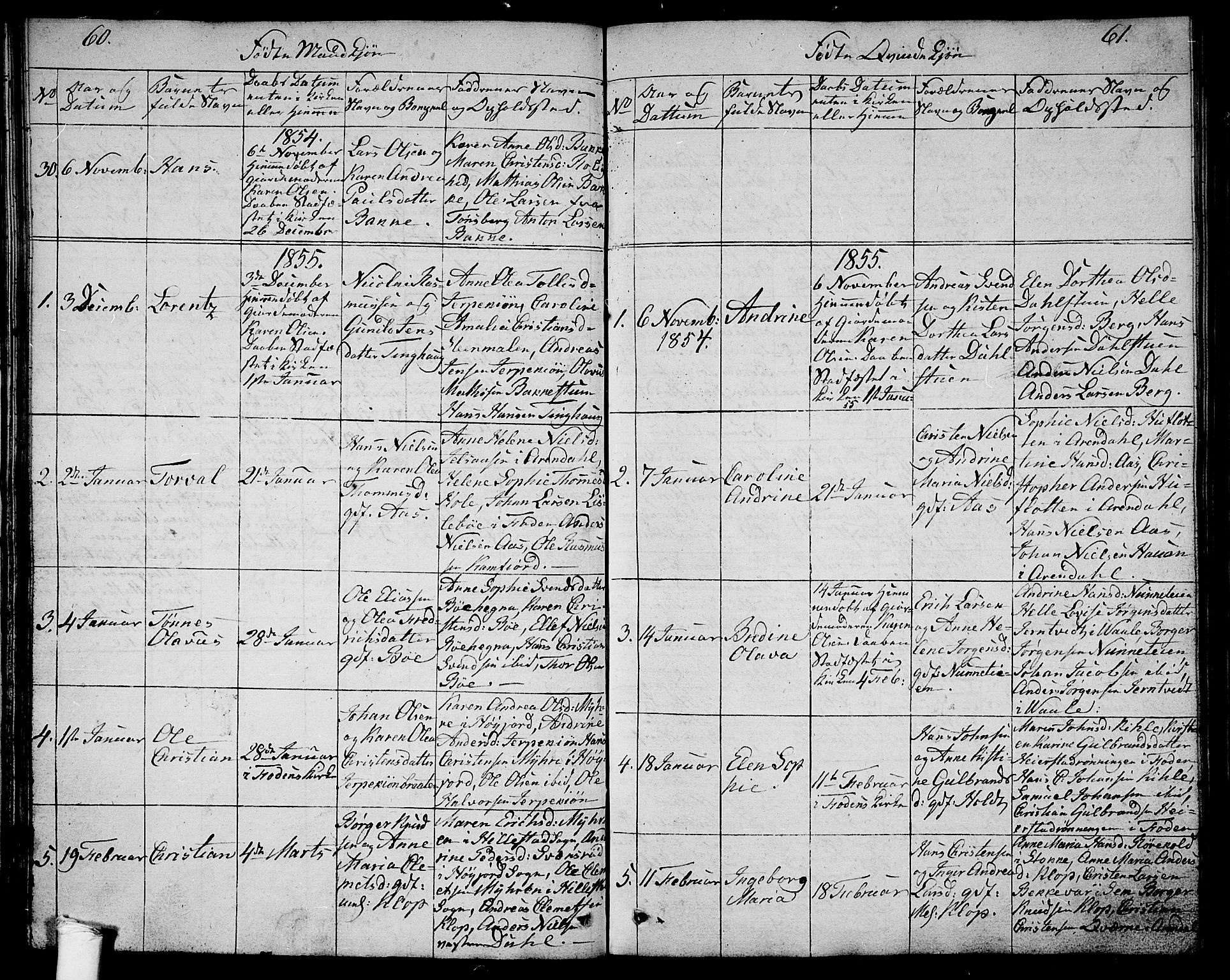 Ramnes kirkebøker, SAKO/A-314/G/Ga/L0002: Parish register (copy) no. I 2, 1848-1870, p. 60-61