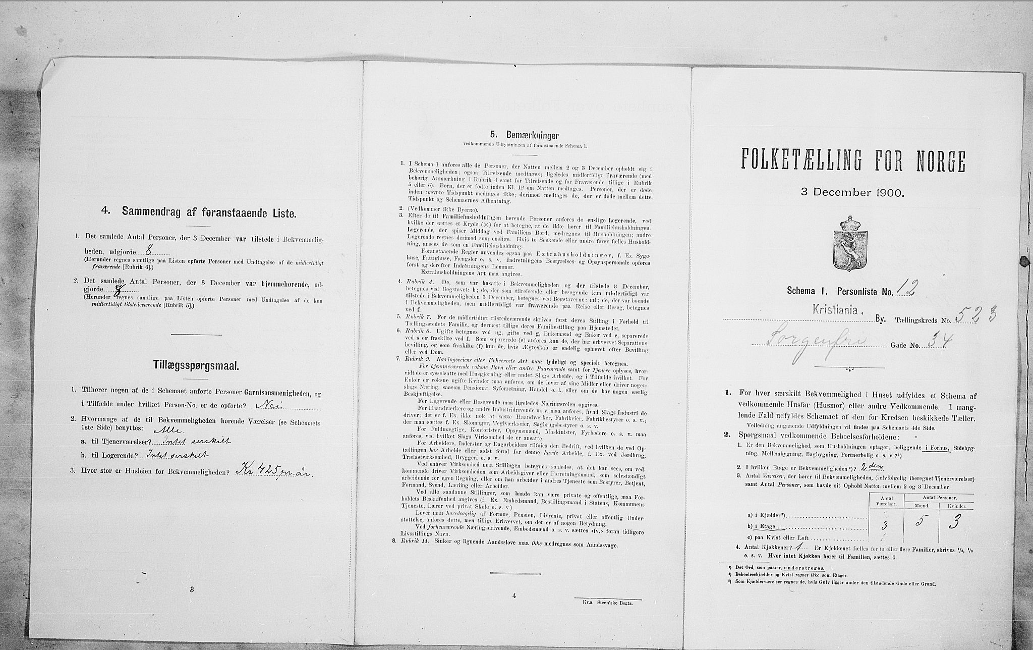 SAO, 1900 census for Kristiania, 1900, p. 88950