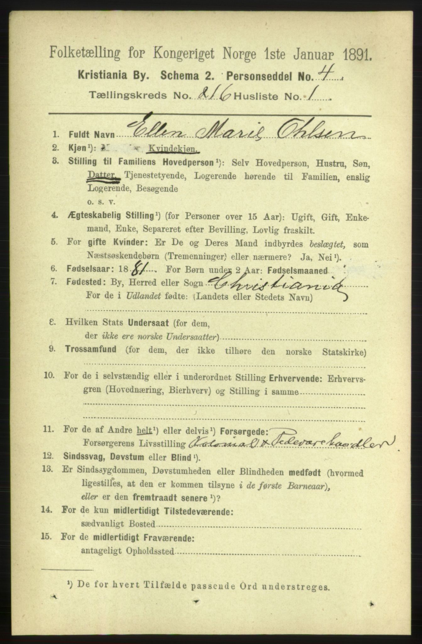 RA, 1891 census for 0301 Kristiania, 1891, p. 128024