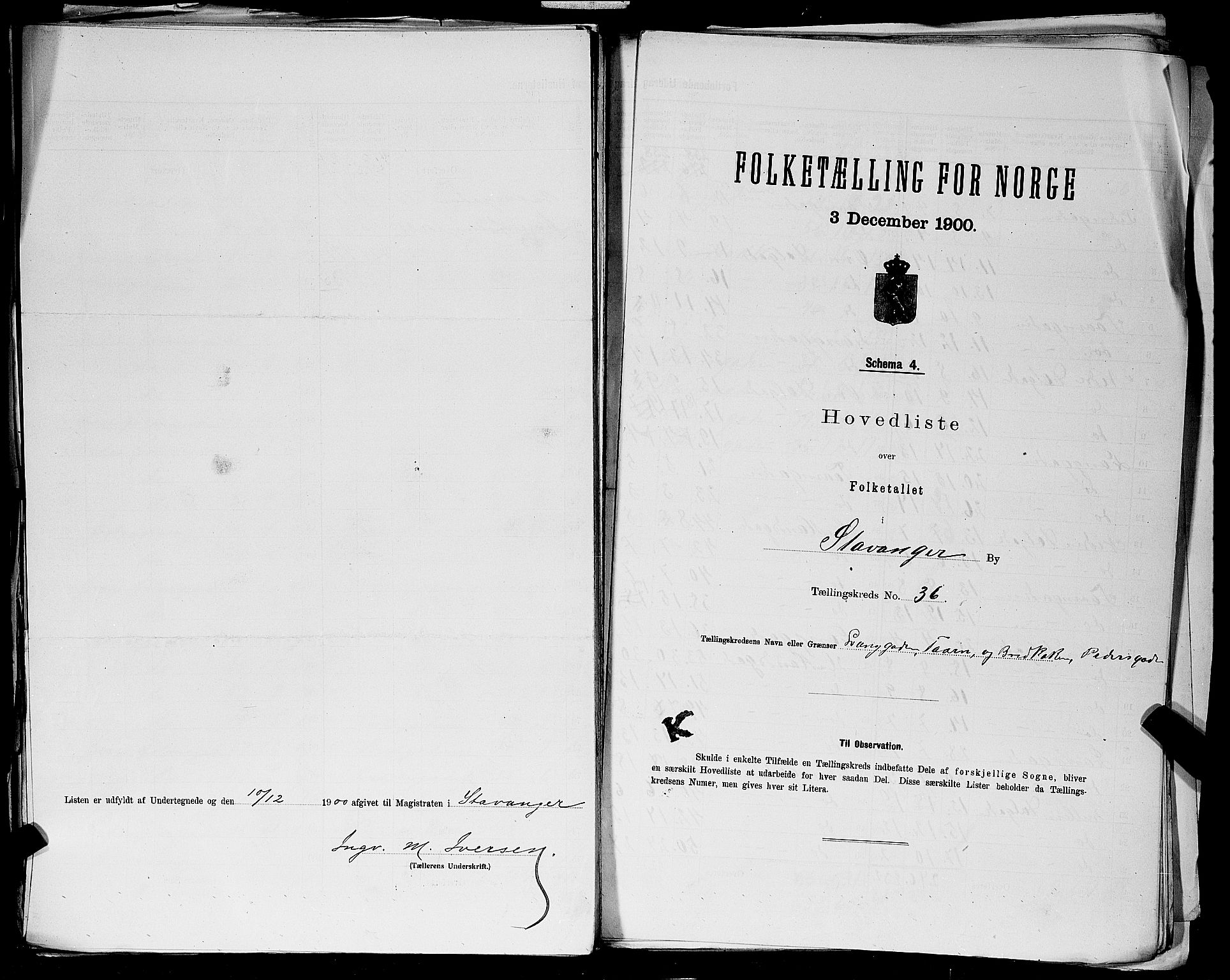 SAST, 1900 census for Stavanger, 1900, p. 198