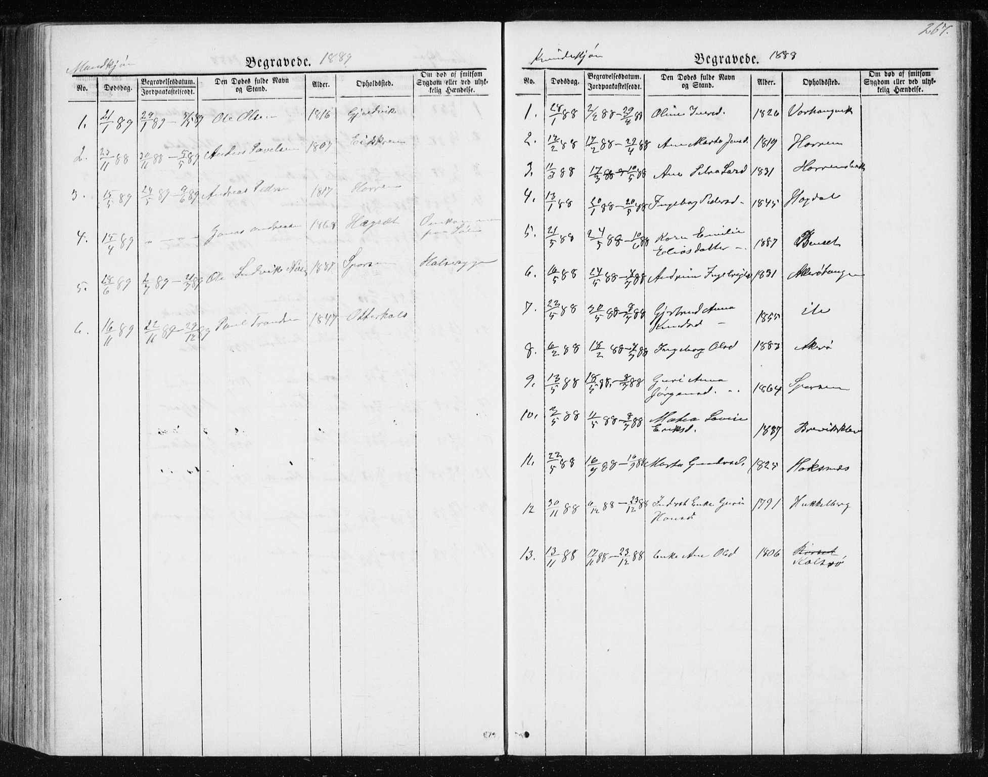 Ministerialprotokoller, klokkerbøker og fødselsregistre - Møre og Romsdal, SAT/A-1454/560/L0724: Parish register (copy) no. 560C01, 1867-1892, p. 267