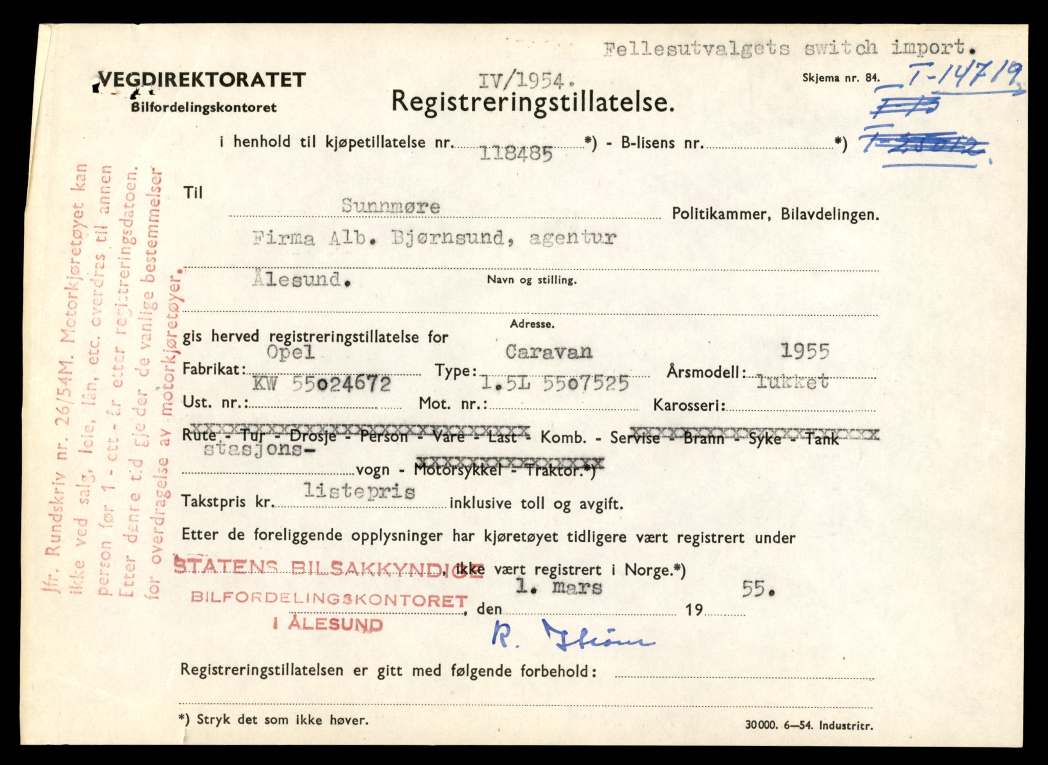 Møre og Romsdal vegkontor - Ålesund trafikkstasjon, AV/SAT-A-4099/F/Fe/L0047: Registreringskort for kjøretøy T 14580 - T 14720, 1927-1998, p. 3231