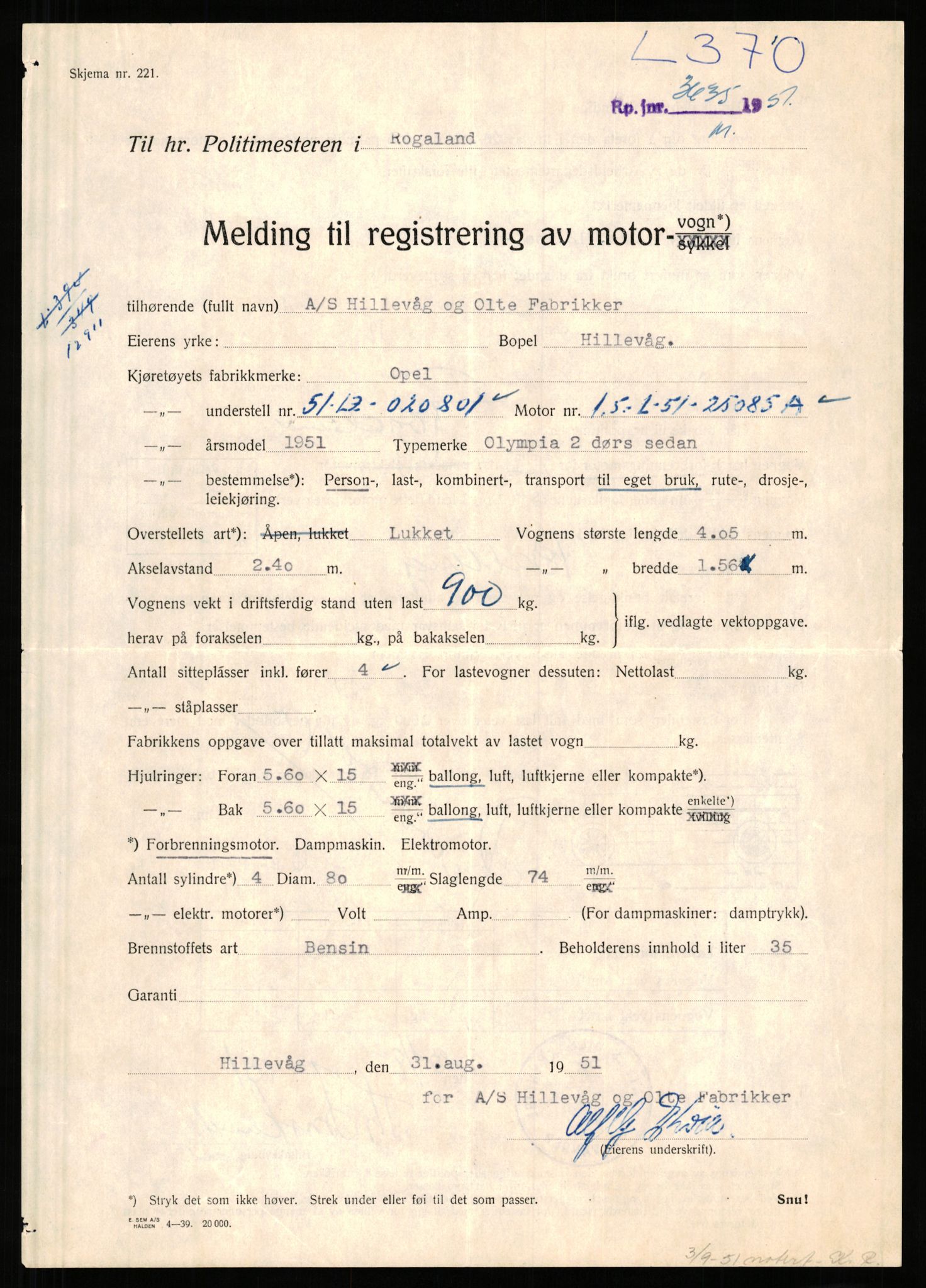 Stavanger trafikkstasjon, AV/SAST-A-101942/0/F/L0002: L-350 - L-699, 1930-1971, p. 115