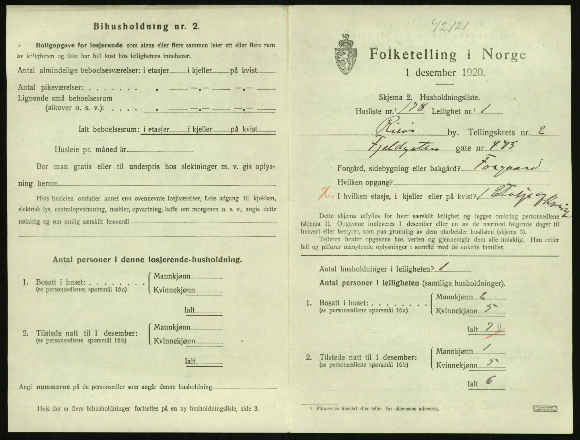 SAK, 1920 census for Risør, 1920, p. 2459