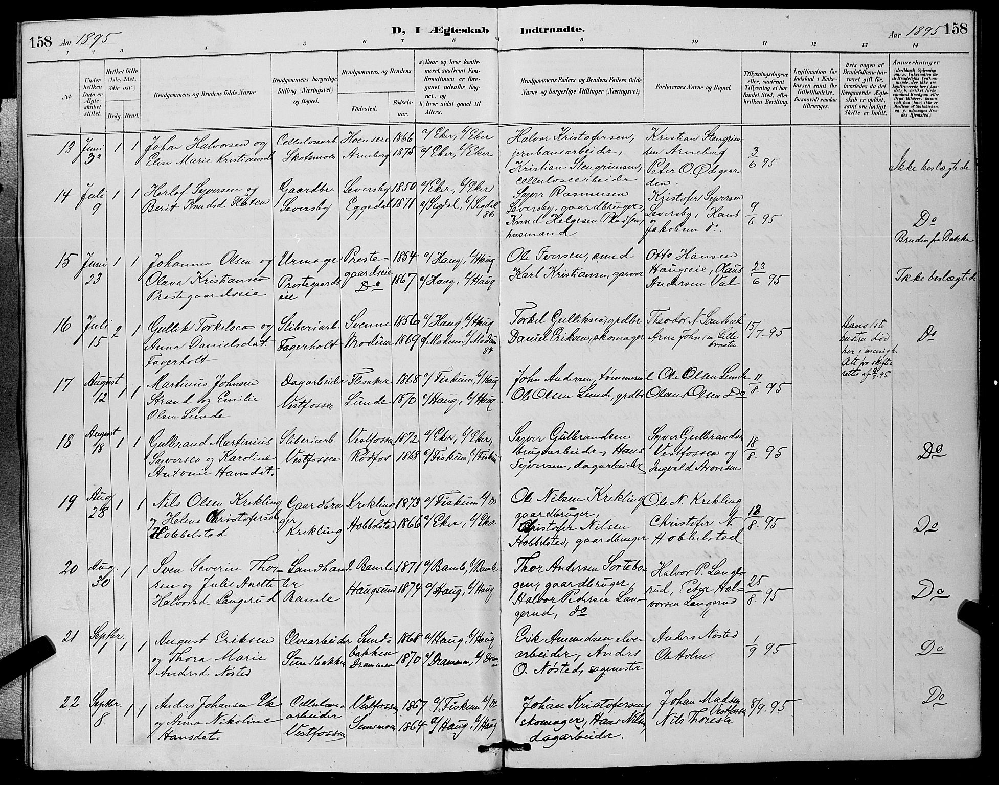 Eiker kirkebøker, AV/SAKO-A-4/G/Ga/L0007: Parish register (copy) no. I 7, 1893-1902, p. 158