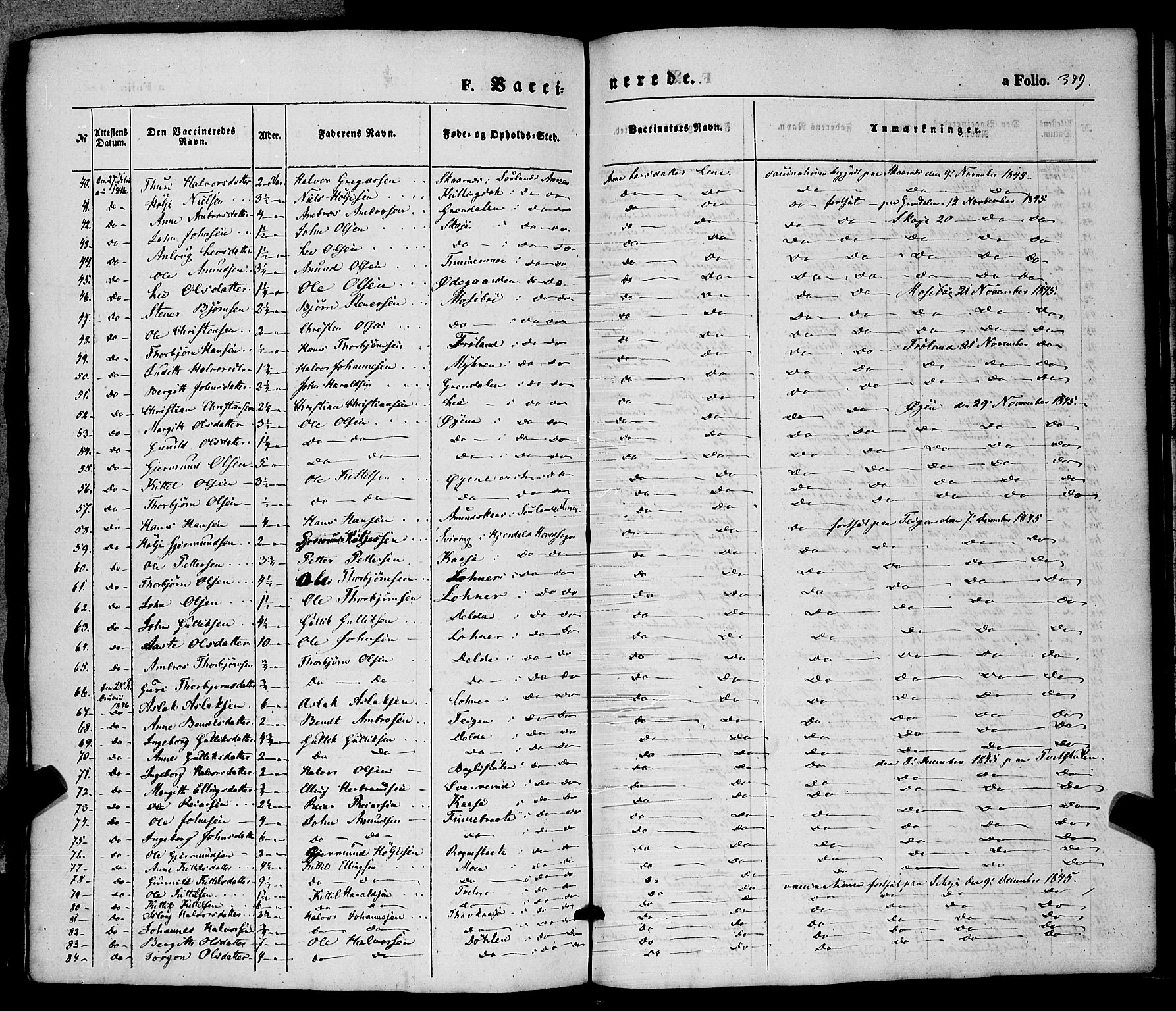 Hjartdal kirkebøker, AV/SAKO-A-270/F/Fa/L0008: Parish register (official) no. I 8, 1844-1859, p. 349