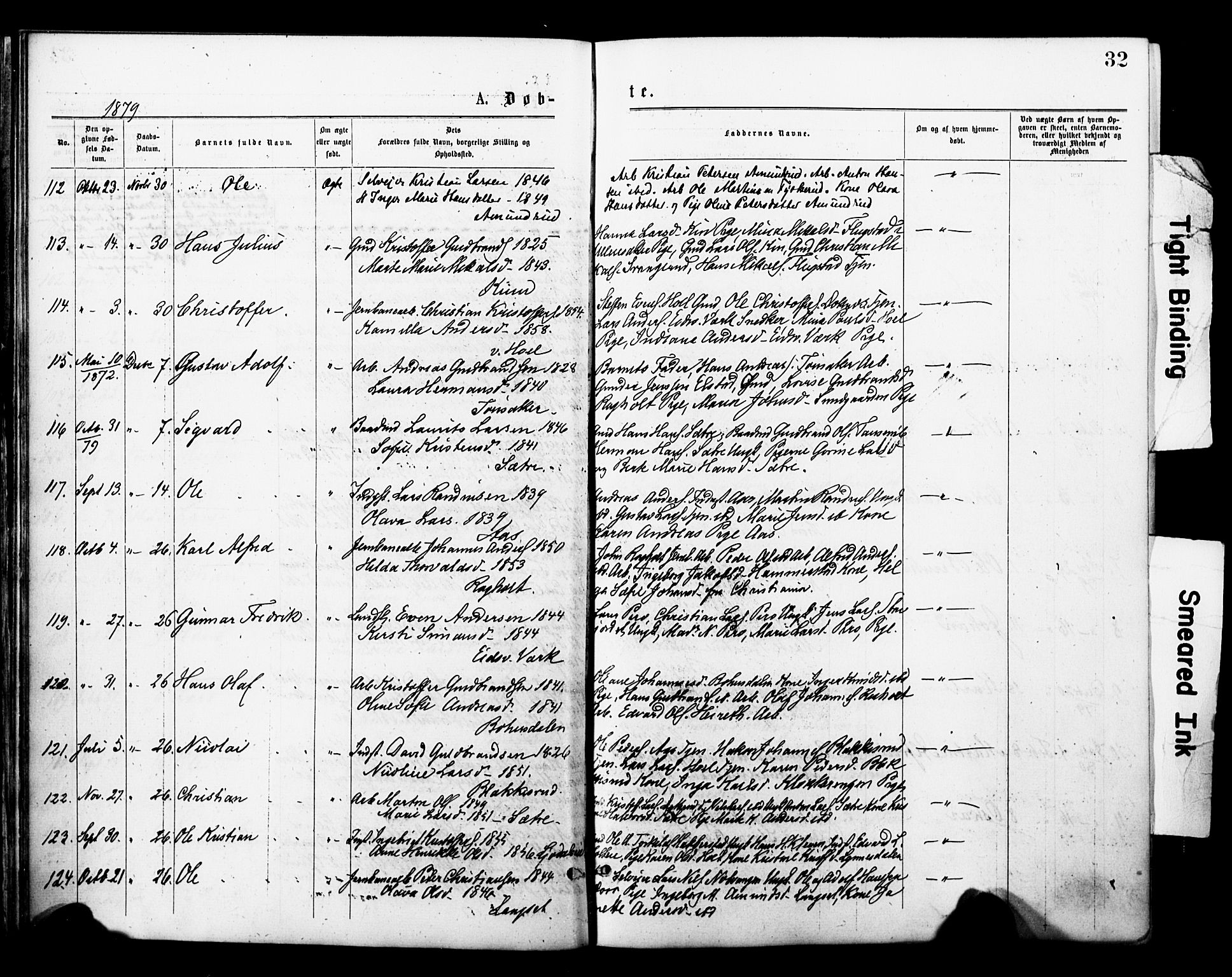 Eidsvoll prestekontor Kirkebøker, AV/SAO-A-10888/F/Fa/L0001: Parish register (official) no. I 1, 1877-1881, p. 32