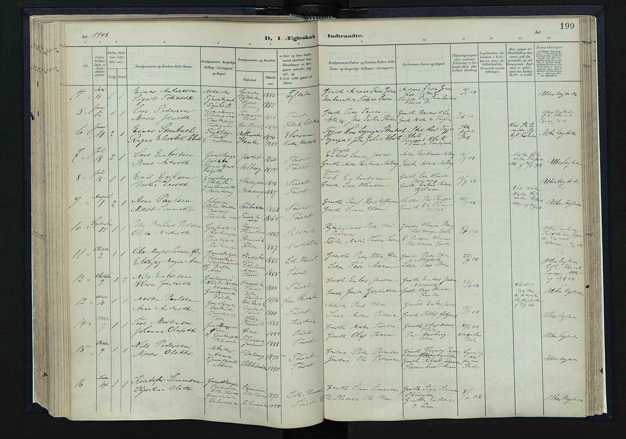 Tynset prestekontor, AV/SAH-PREST-058/H/Ha/Haa/L0025: Parish register (official) no. 25, 1900-1914, p. 199