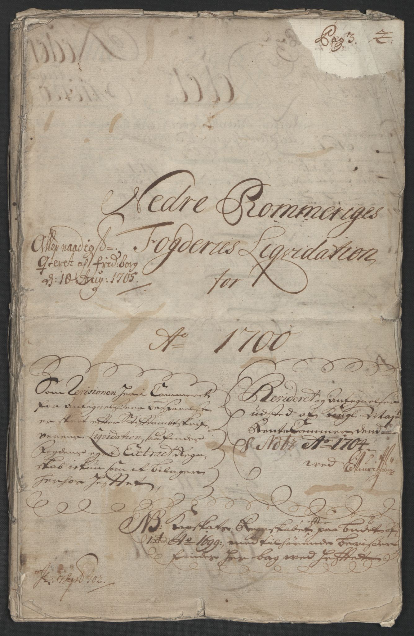 Rentekammeret inntil 1814, Reviderte regnskaper, Fogderegnskap, RA/EA-4092/R11/L0583: Fogderegnskap Nedre Romerike, 1700, p. 5