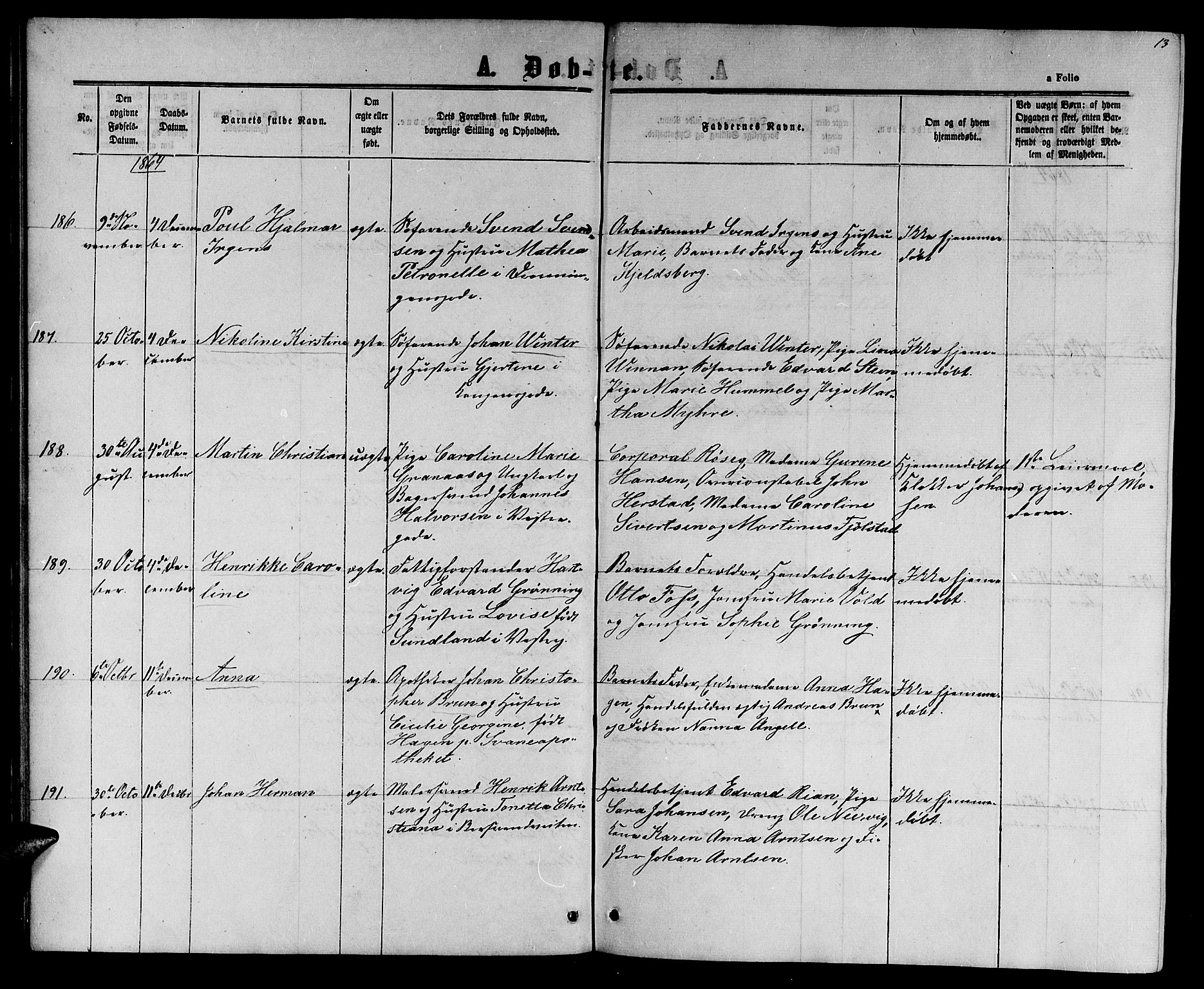 Ministerialprotokoller, klokkerbøker og fødselsregistre - Sør-Trøndelag, AV/SAT-A-1456/601/L0087: Parish register (copy) no. 601C05, 1864-1881, p. 13