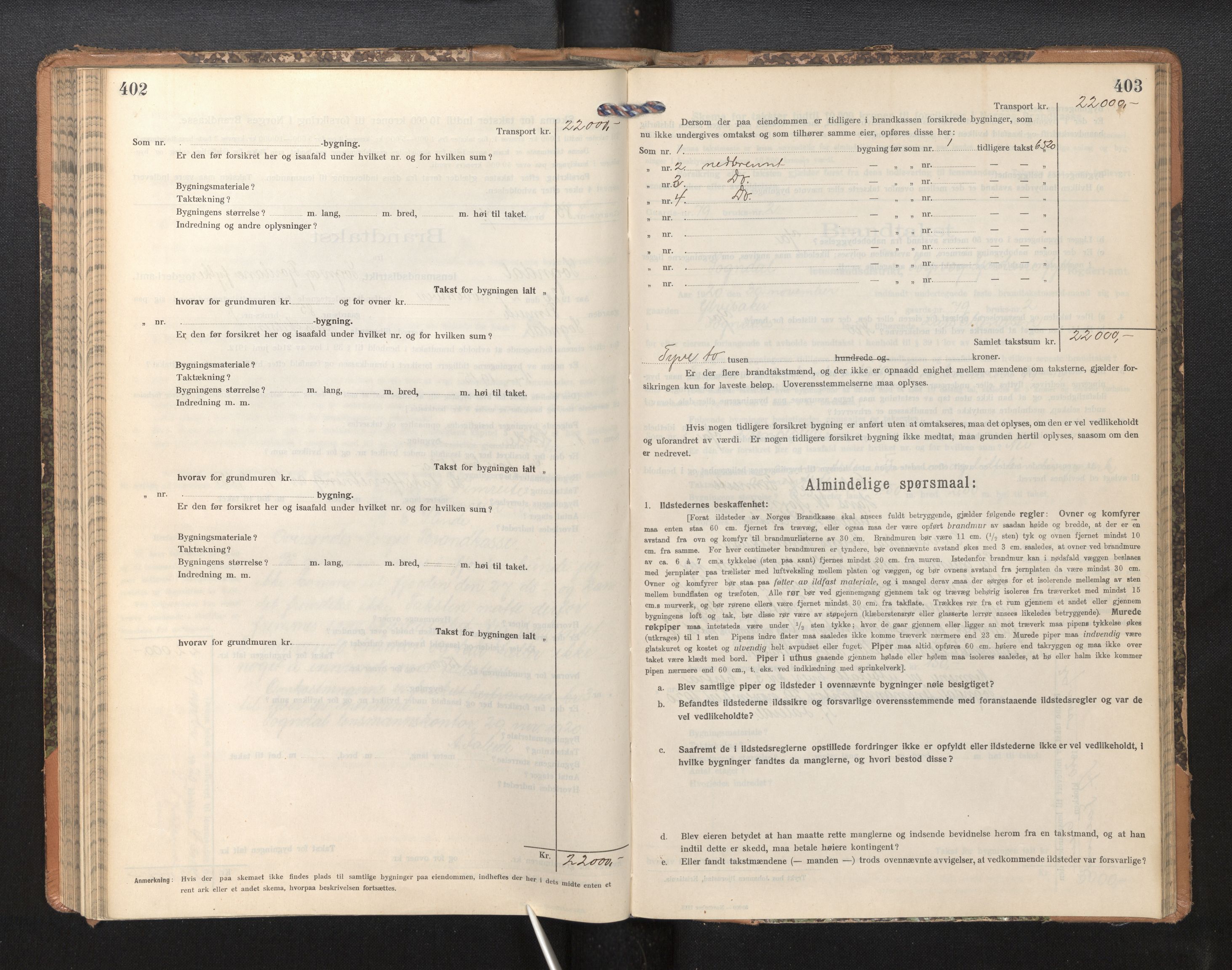 Lensmannen i Sogndal, SAB/A-29901/0012/L0011: Branntakstprotokoll, skjematakst, 1914-1922, p. 402-403