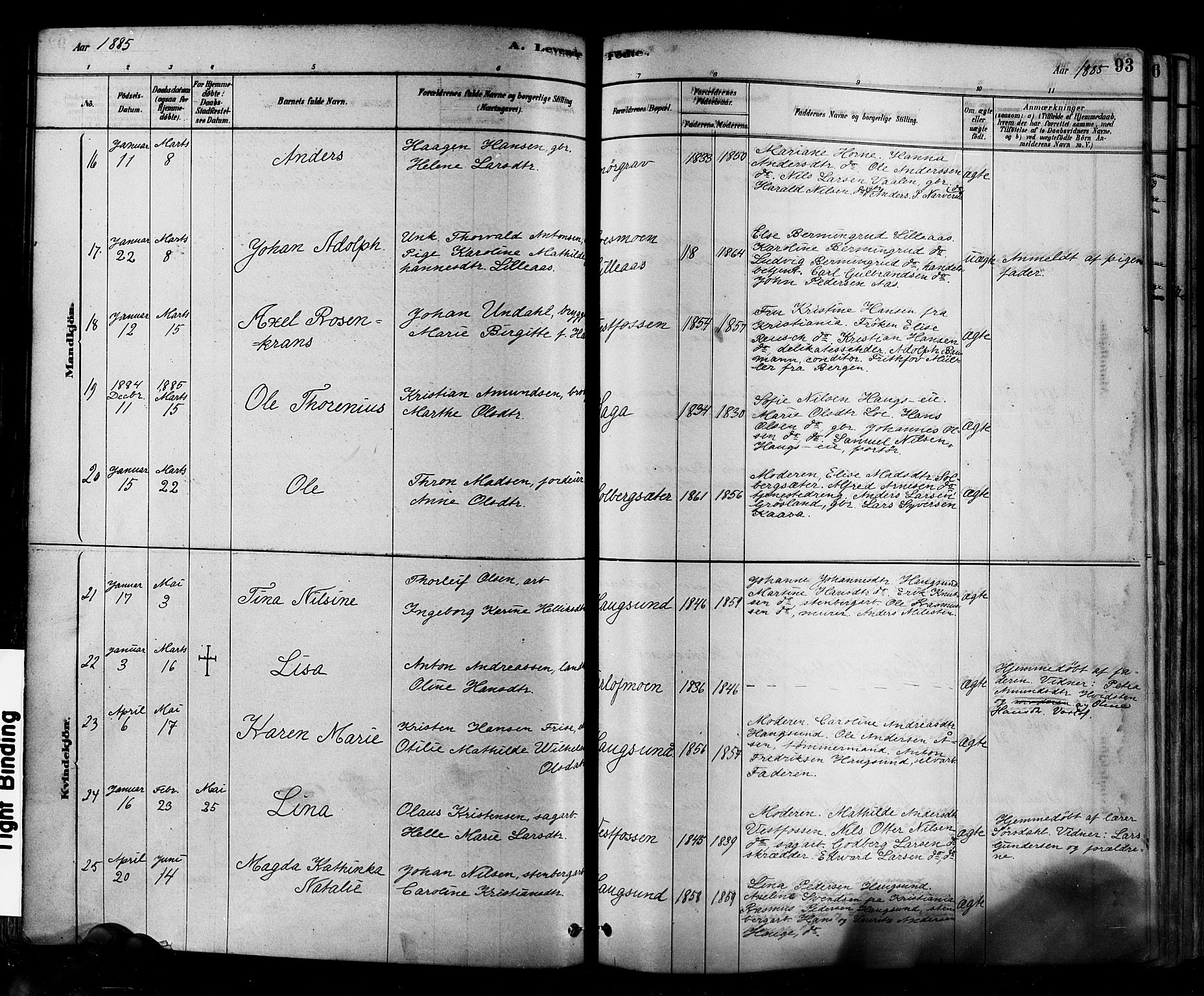 Eiker kirkebøker, AV/SAKO-A-4/F/Fb/L0001: Parish register (official) no. II 1, 1878-1888, p. 93