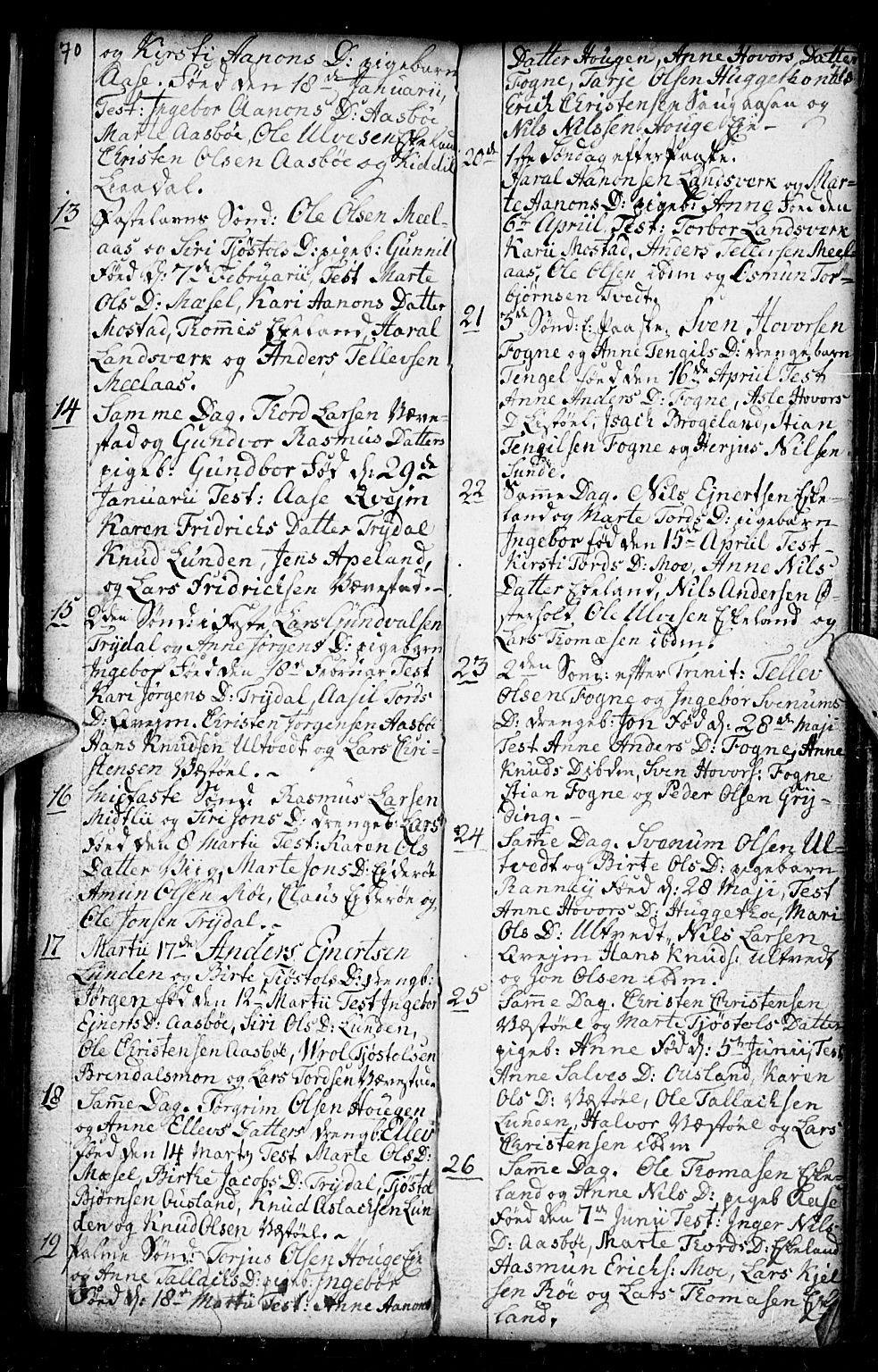 Gjerstad sokneprestkontor, SAK/1111-0014/F/Fb/Fba/L0001: Parish register (copy) no. B 1, 1797-1816, p. 70-71