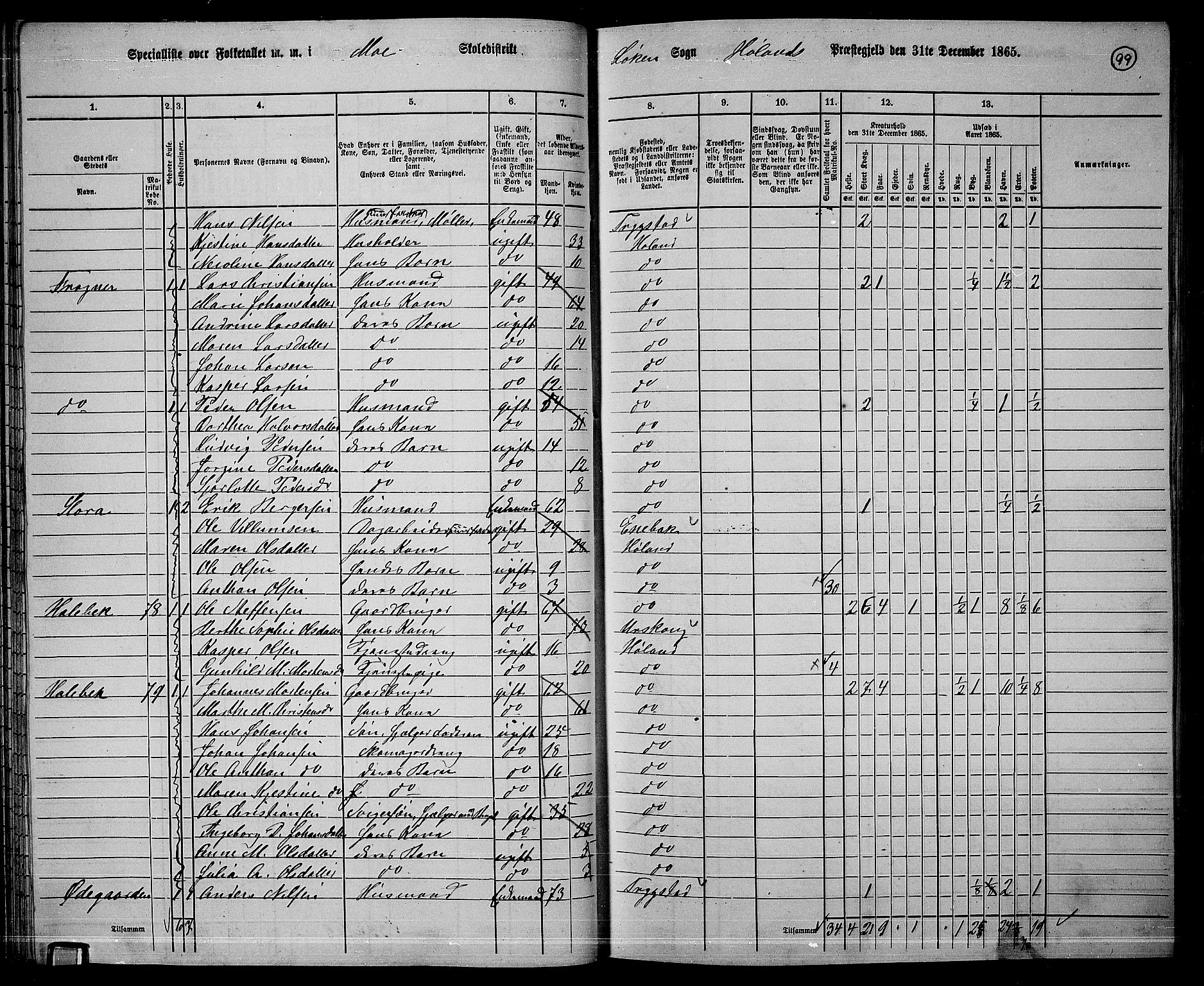 RA, 1865 census for Høland, 1865, p. 92