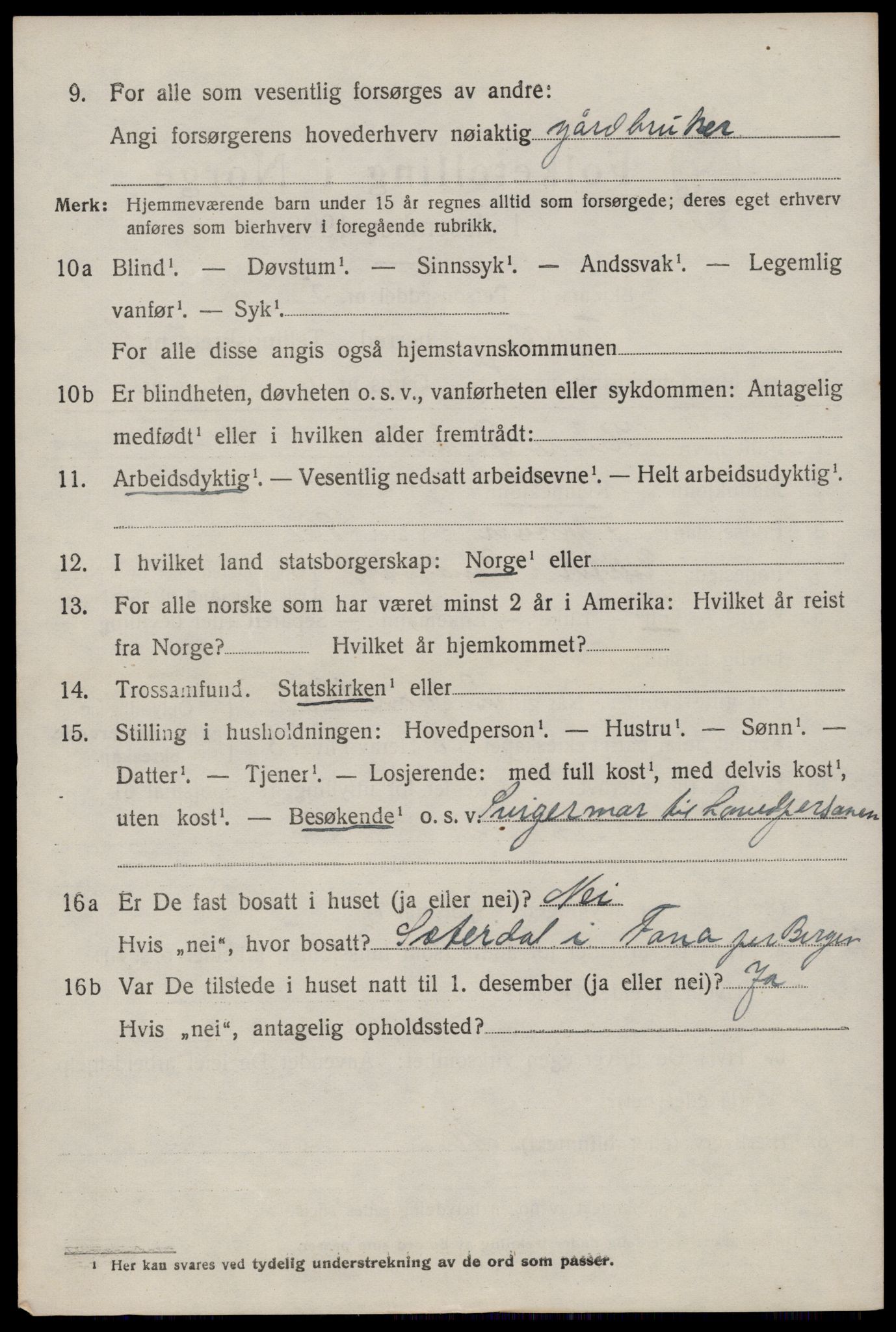 SAST, 1920 census for Tysvær, 1920, p. 851