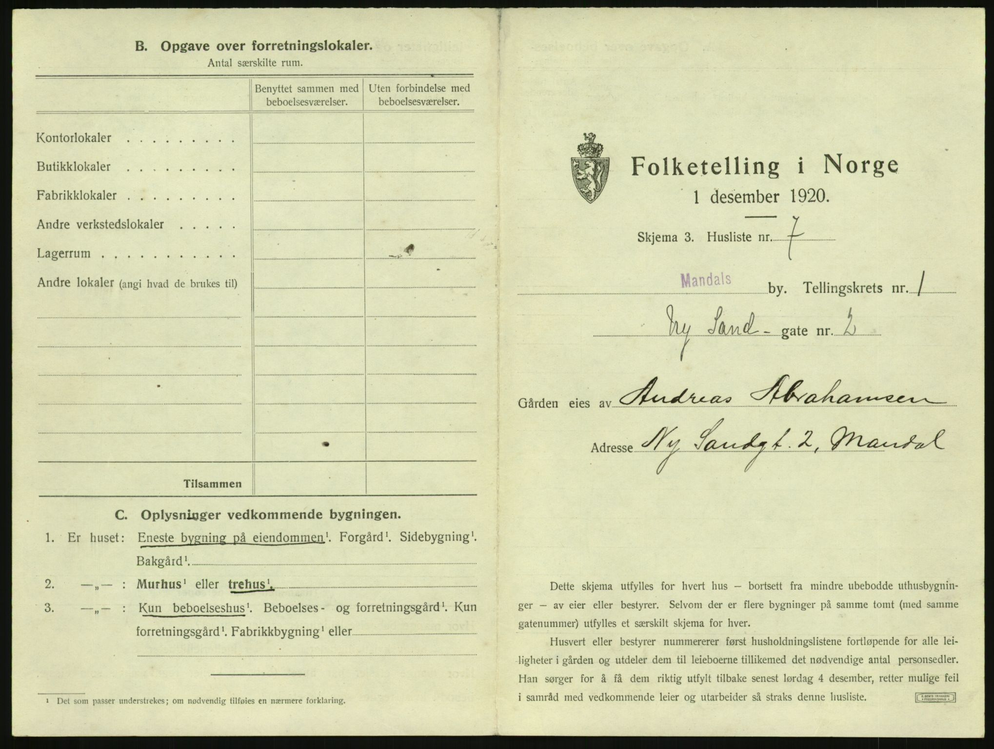 SAK, 1920 census for Mandal, 1920, p. 55