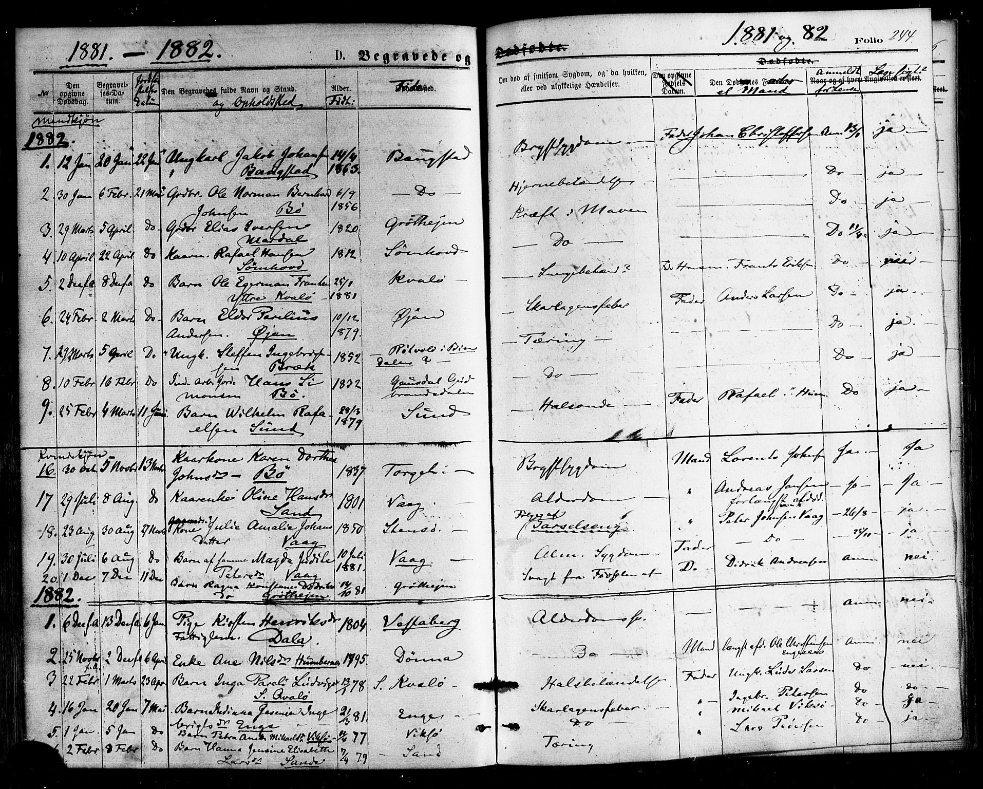Ministerialprotokoller, klokkerbøker og fødselsregistre - Nordland, SAT/A-1459/812/L0177: Parish register (official) no. 812A06, 1875-1885, p. 244
