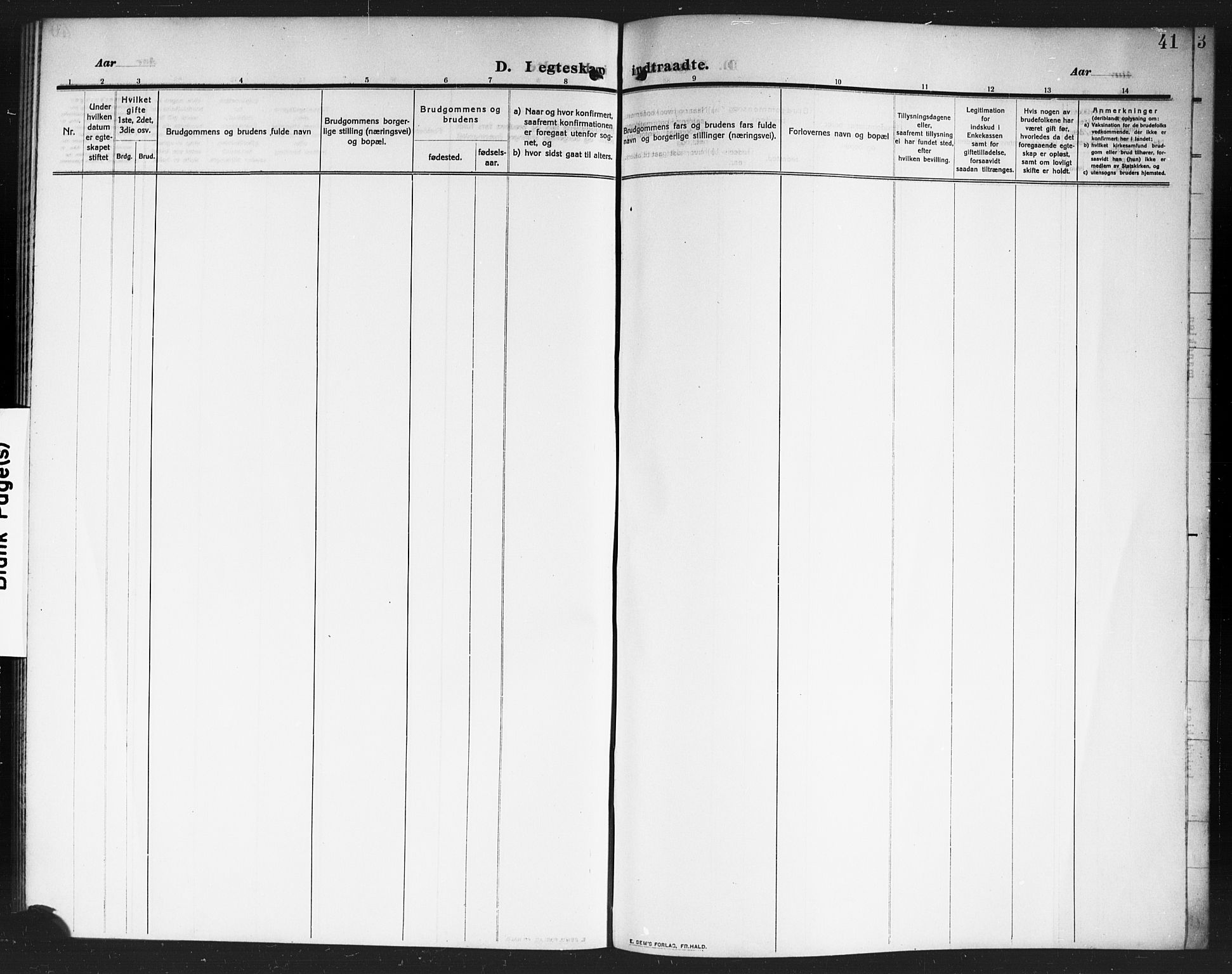 Rakkestad prestekontor Kirkebøker, AV/SAO-A-2008/G/Gc/L0002: Parish register (copy) no. III 2, 1909-1920, p. 41