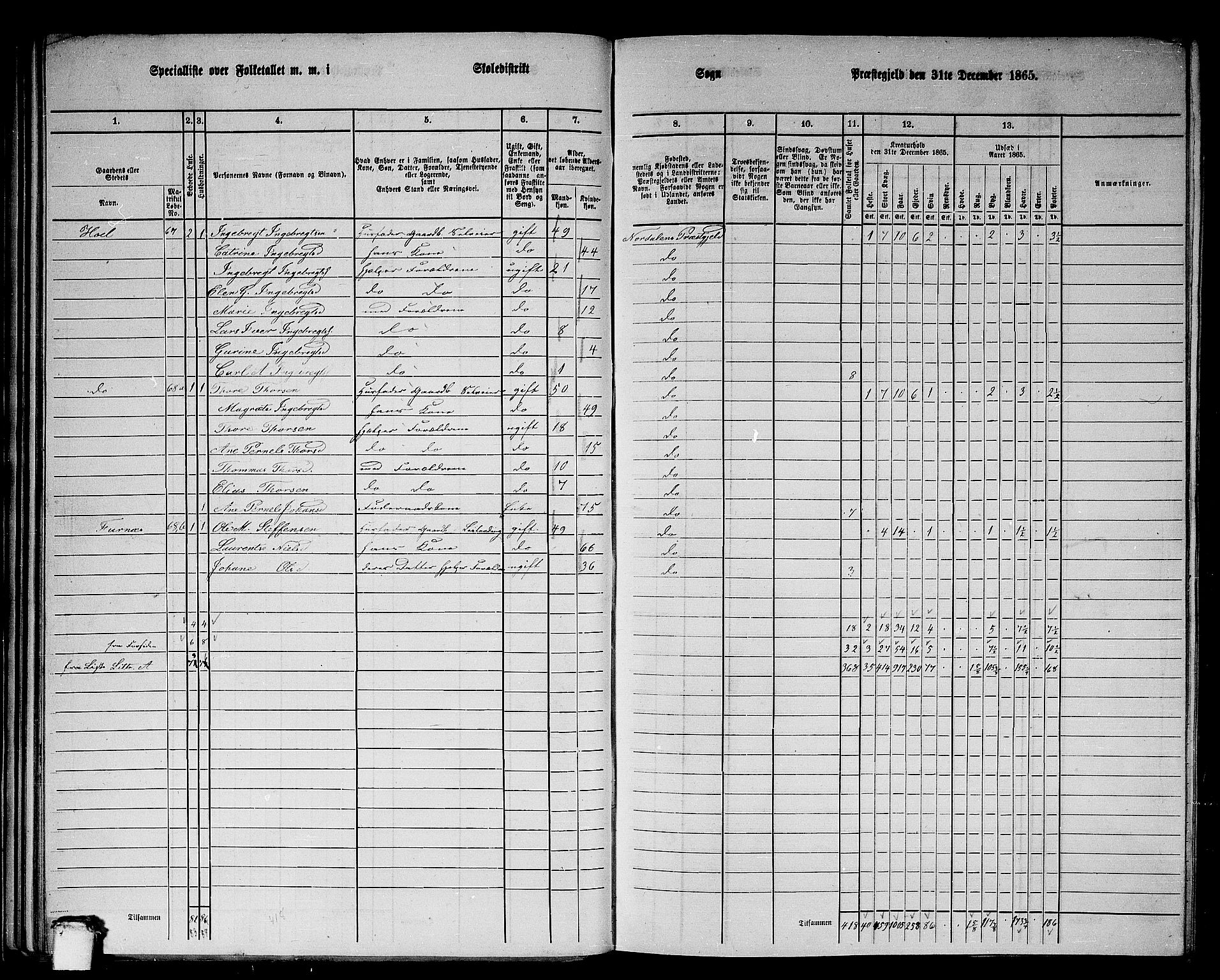 RA, 1865 census for Norddal, 1865, p. 44