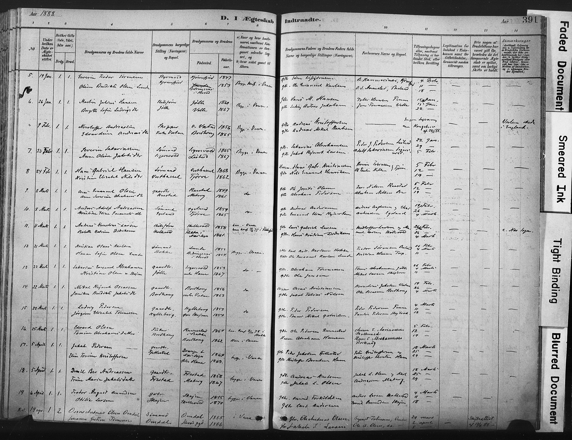 Lista sokneprestkontor, AV/SAK-1111-0027/F/Fa/L0012: Parish register (official) no. A 12, 1879-1903, p. 391