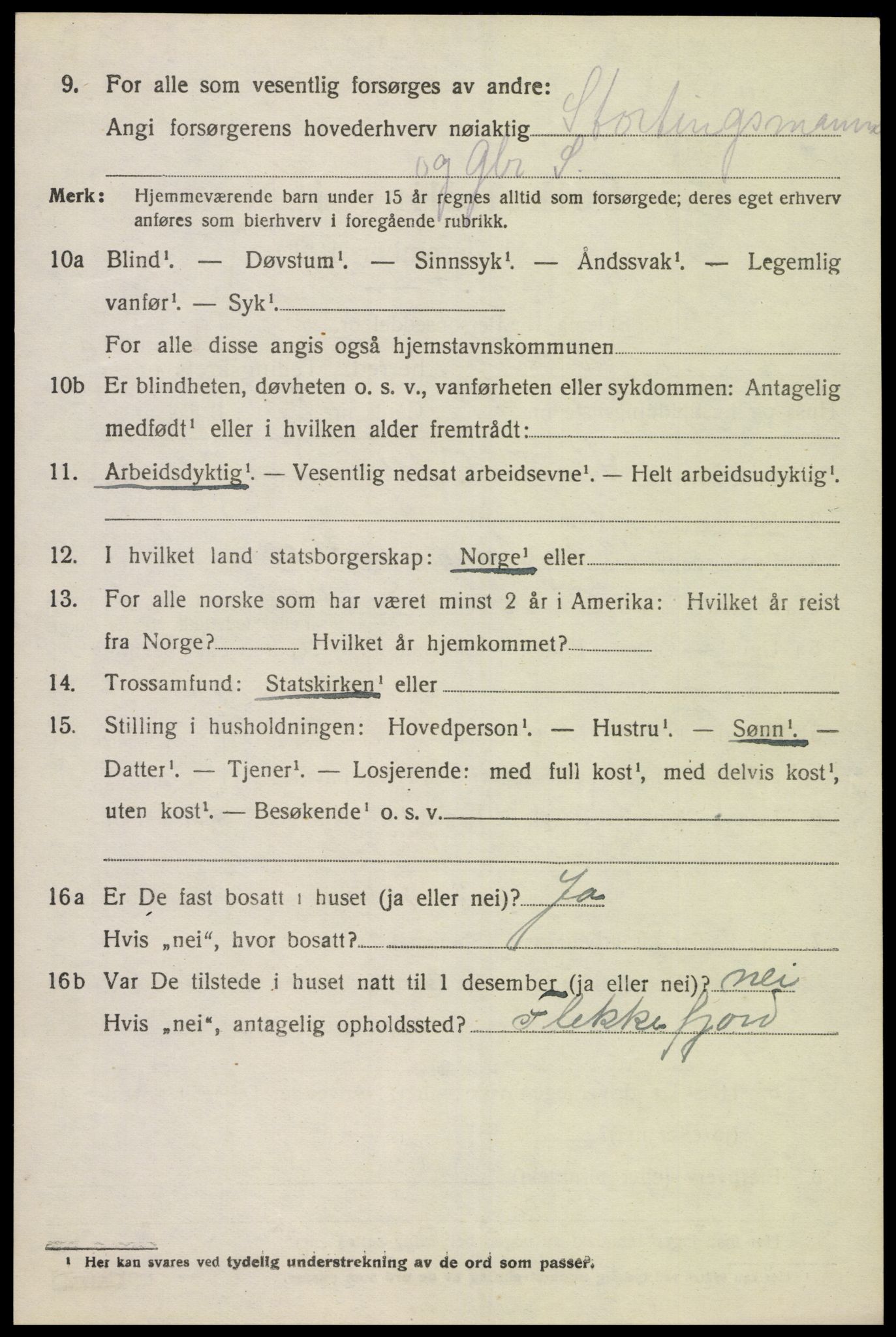 SAK, 1920 census for Fjotland, 1920, p. 2155