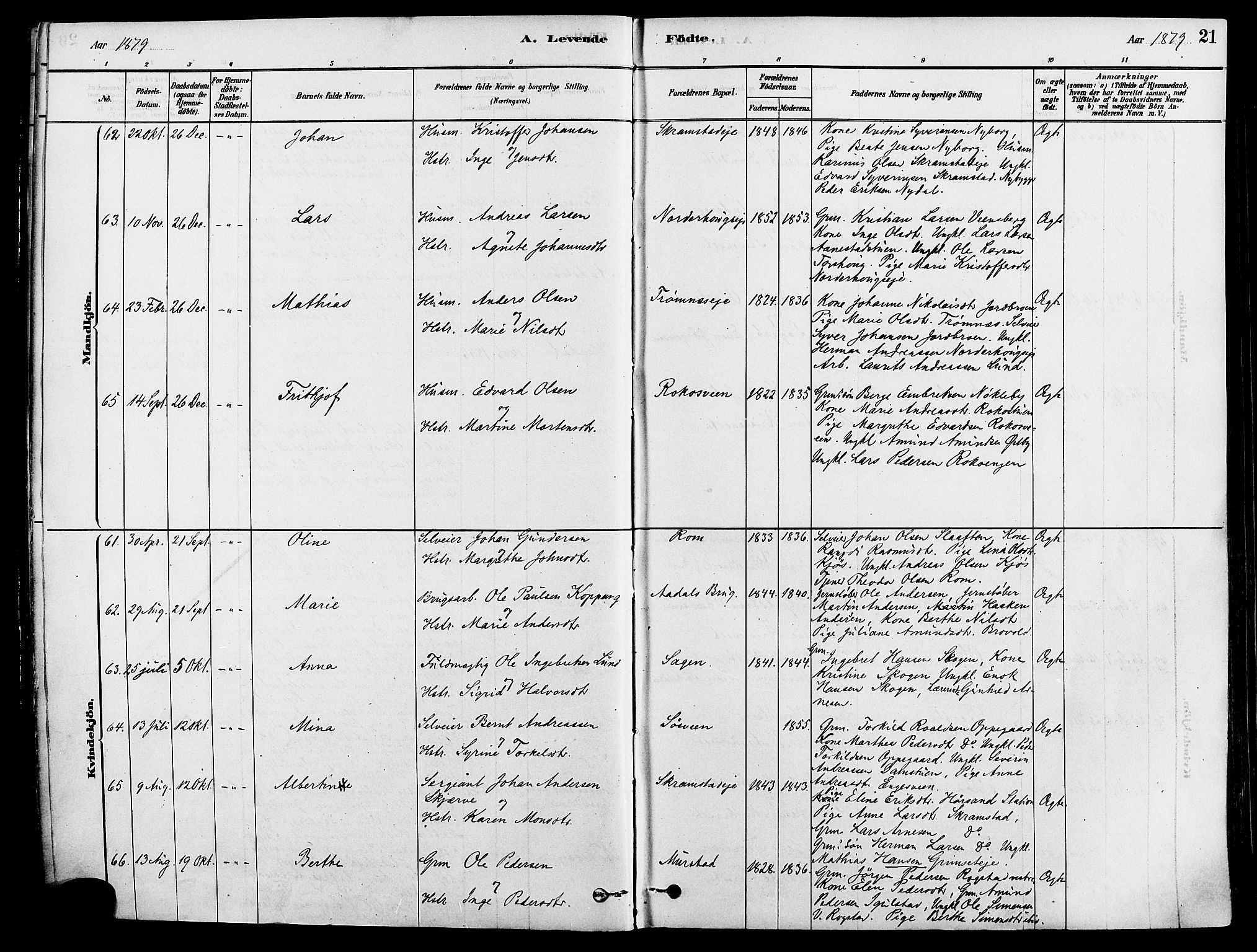 Løten prestekontor, AV/SAH-PREST-022/K/Ka/L0009: Parish register (official) no. 9, 1878-1891, p. 21