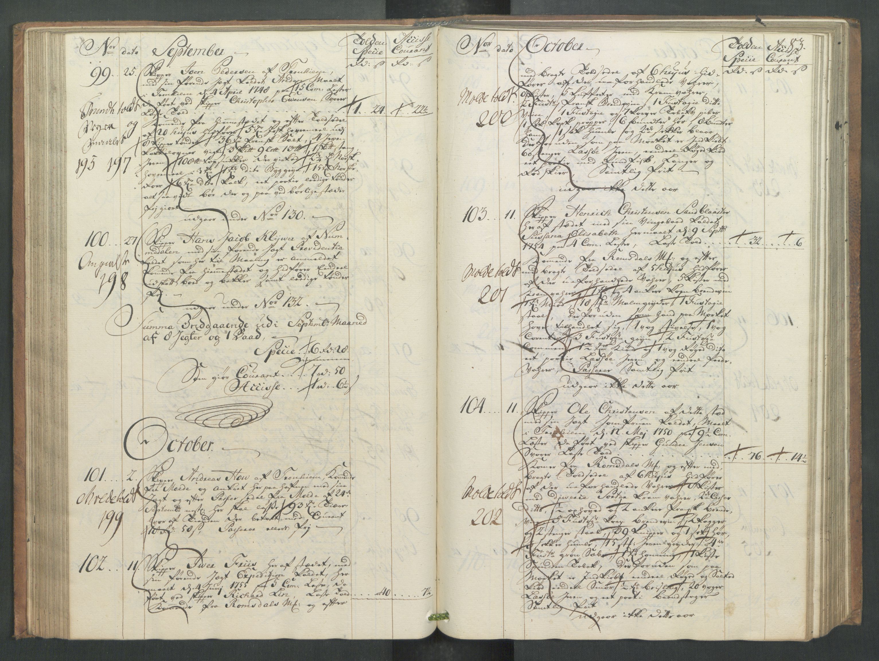 Generaltollkammeret, tollregnskaper, RA/EA-5490/R32/L0013/0001: Tollregnskaper Kristiansund / Hovedtollbok, 1756, p. 82b-83a