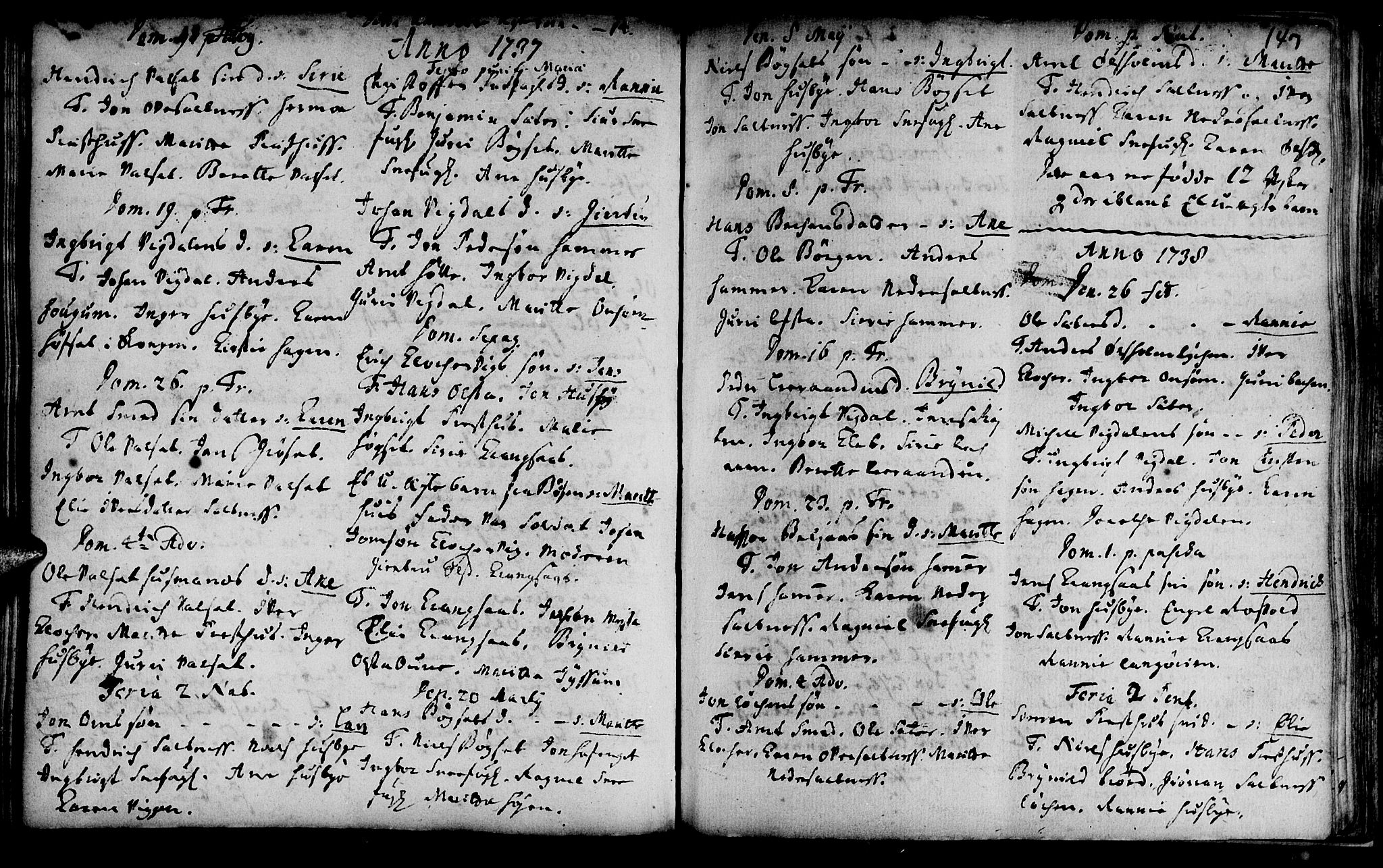 Ministerialprotokoller, klokkerbøker og fødselsregistre - Sør-Trøndelag, SAT/A-1456/666/L0783: Parish register (official) no. 666A01, 1702-1753, p. 147